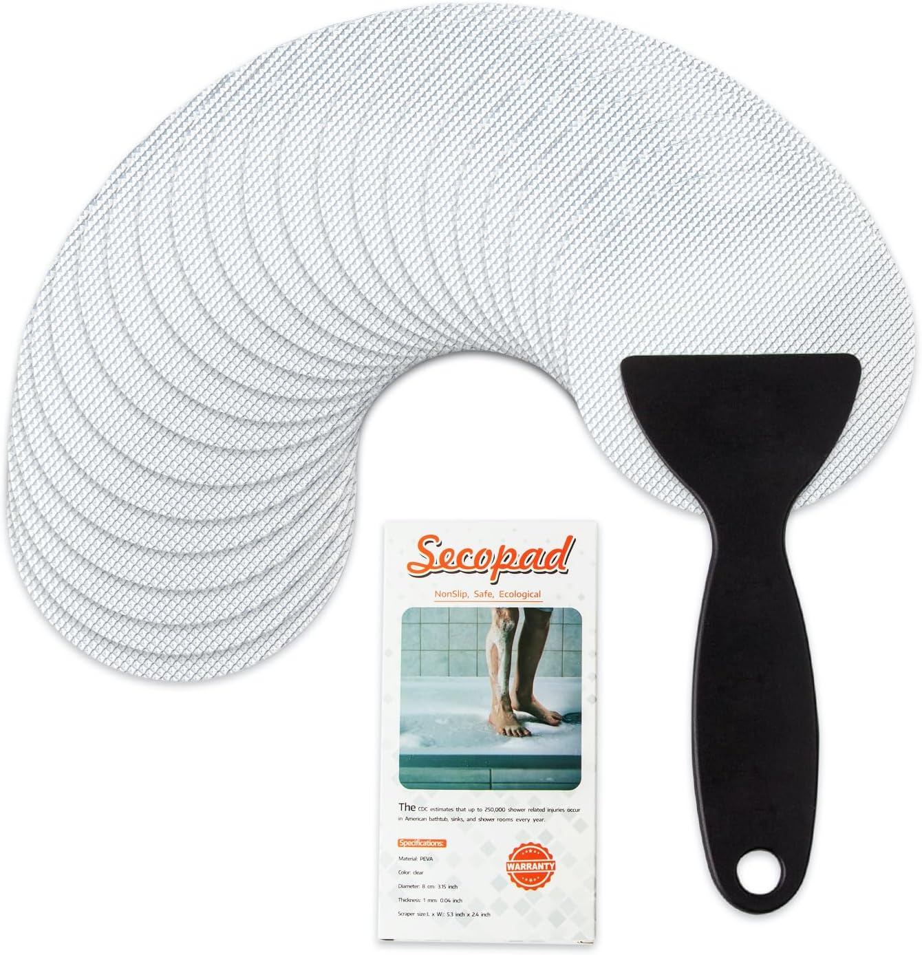 Original Non-Slip Bathtub Stickers, Safety Bathroom Tubs Showers Treads Adhesive Decals with Premium Scraper