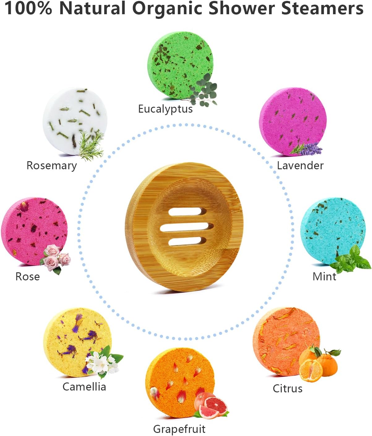 Shower Steamers Aromatherapy - 8 Pack Organic Shower Bombs with Natural Essential Oil, Self Care and Stress Relief Birthday/Home Spa/Christmas Stocking Stuffers/White Elephant Gifts for Women