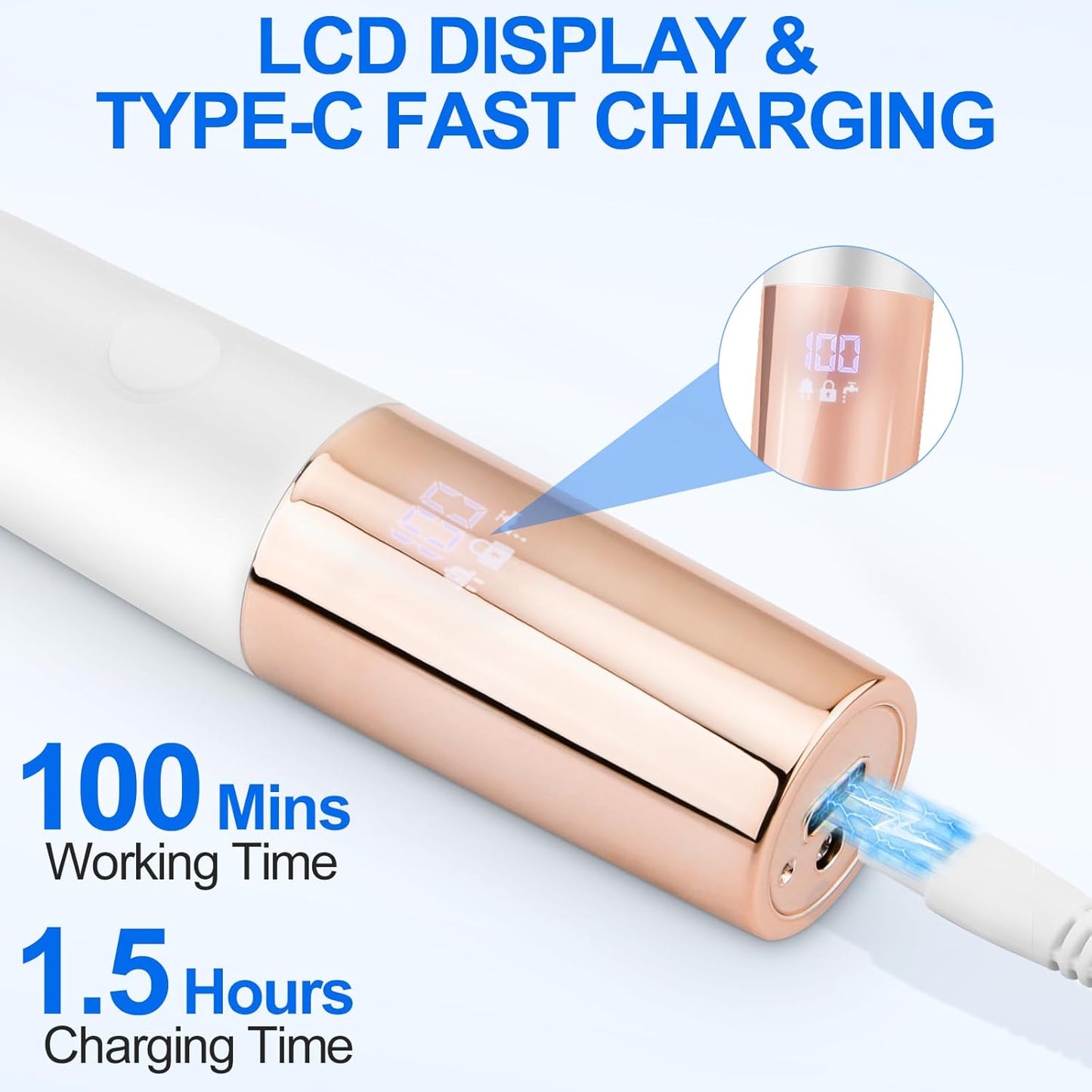 5-in-1 Bikini Trimmer for Women, IPX7 Waterproof Rechargeable Electric Razors Shaver, Cordless Body Hair Trimmer with LED Display for Nose Eyebrows Beard Underarm Leg Arm, Easy Cleaning Grooming Kit