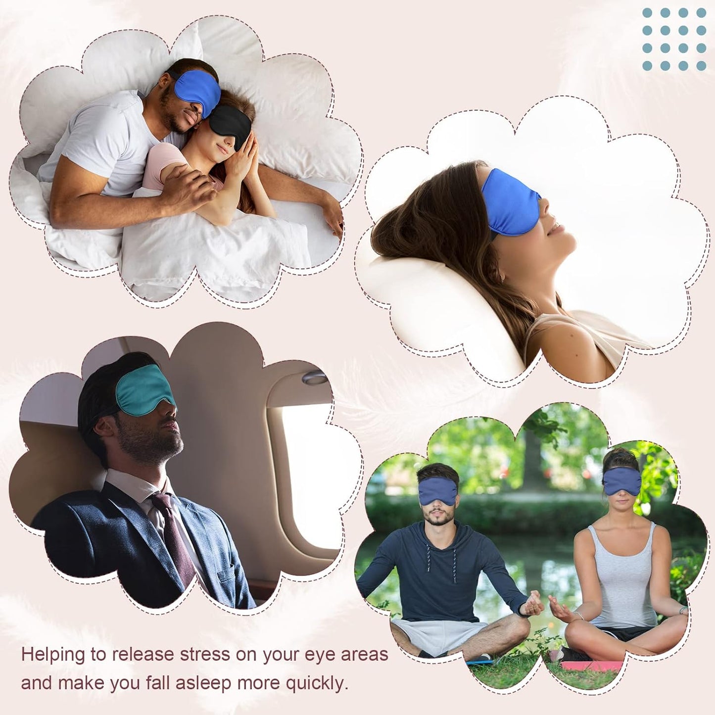 BBTO 4 Pcs Silk Sleep Eye Masks Smooth Soft Satin Eye Covers with Adjustable Strap Blindfold for Sleeping Blocking Out Lights Travel Relaxation (Royal Blue, Dark Green, Navy Blue, Black)