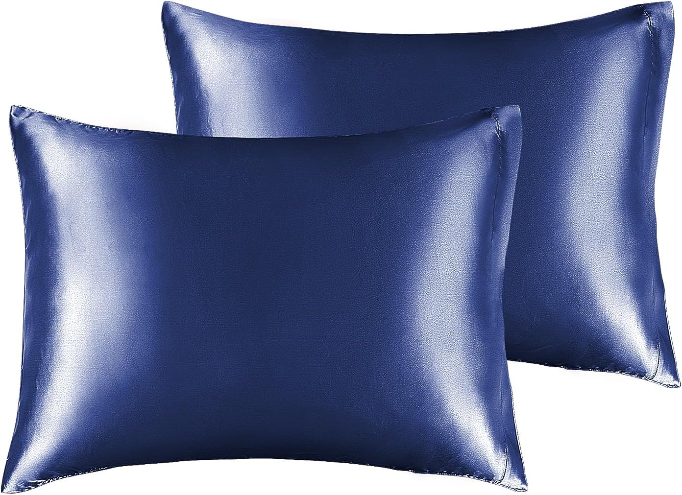 BEDELITE Satin Pillowcase for Hair and Skin, Super Soft and Cooling Similar to Silk Pillow Cases 2 Pack with Envelope Closure, Gift for Women Men(13"x18" Toddler Size, Navy)