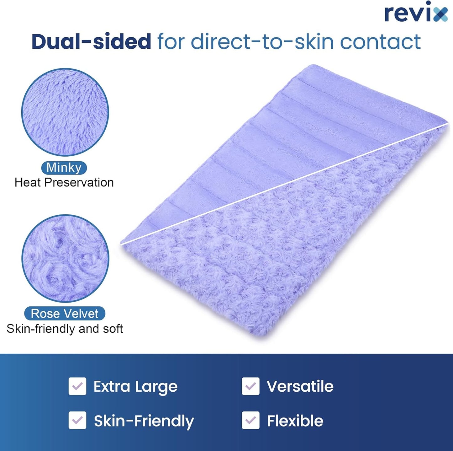 REVIX Extra Large Heating Pad Microwavable for Back with Moist Heat, Microwave Heated Wrap for Full Back, Neck Shoulder and Muscles, Rose Velvet XXL Rice Bean Bag