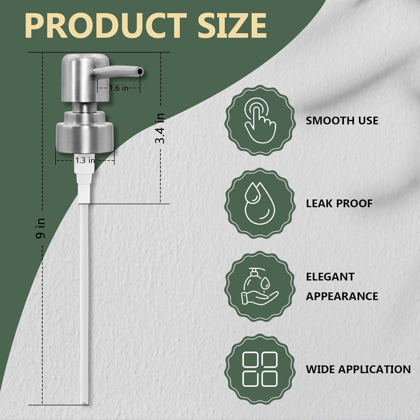 6Pcs Soap Dispenser Pump Head Replacement Set,Reusable Hand Soap Dispenser Top for Bathroom,Kithen Worktop Bottles, Standard Diameter 28/400 Neck Size (6, Silver)