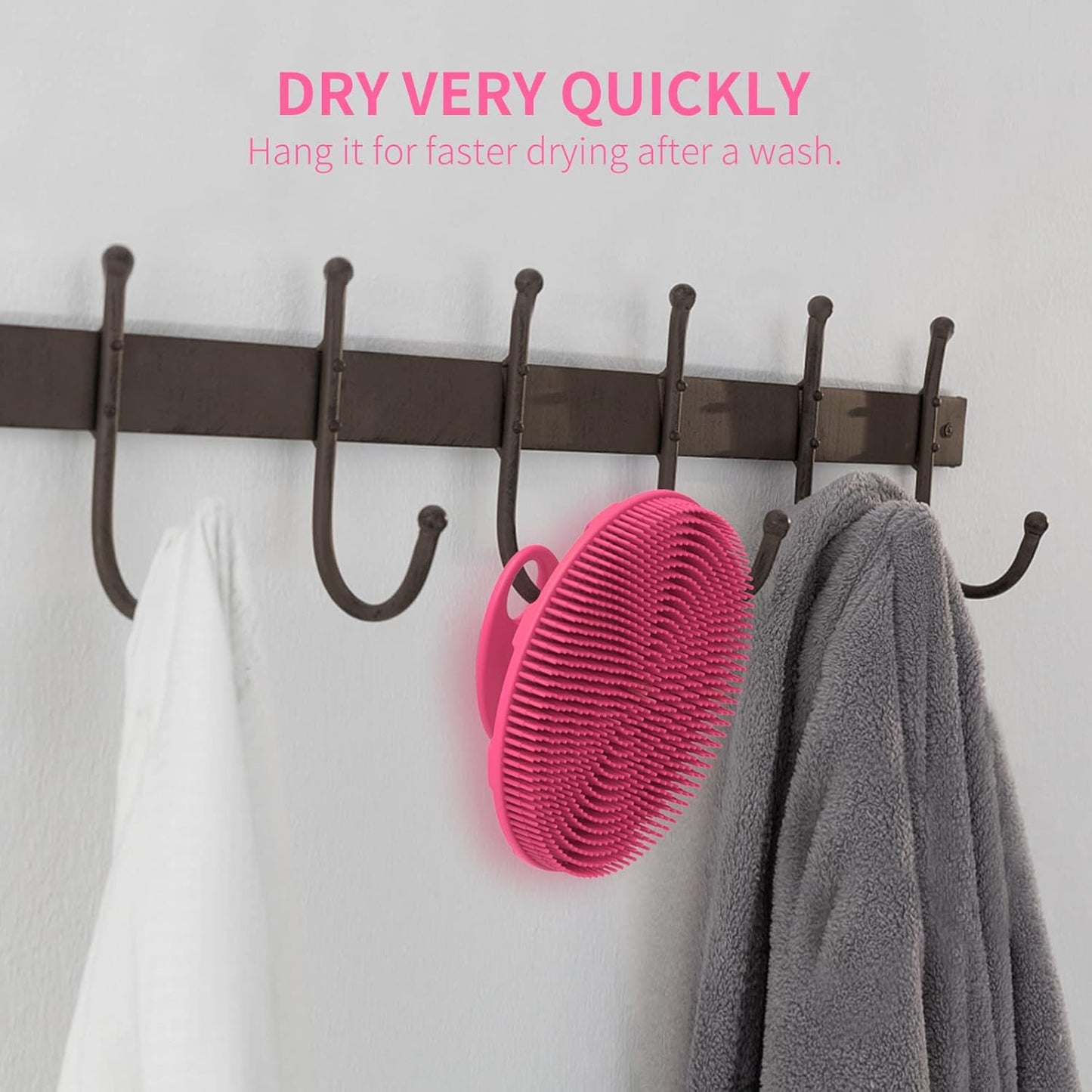 Silicone Body Scrubber, BEAUTAIL Shower Bath Scrubber, More Hygienic Than Traditional Loofah, Lather Nicely, Long Lasting, Gentle Exfoliating Brush for Women Men Baby Sensitive Skin, 1 Pack, Rose