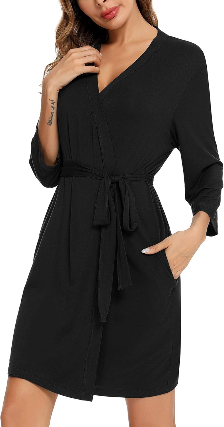 Samring Women's Lightweight Robe Soft Kimono Robes Short Bathrobe for Women Sleepwear