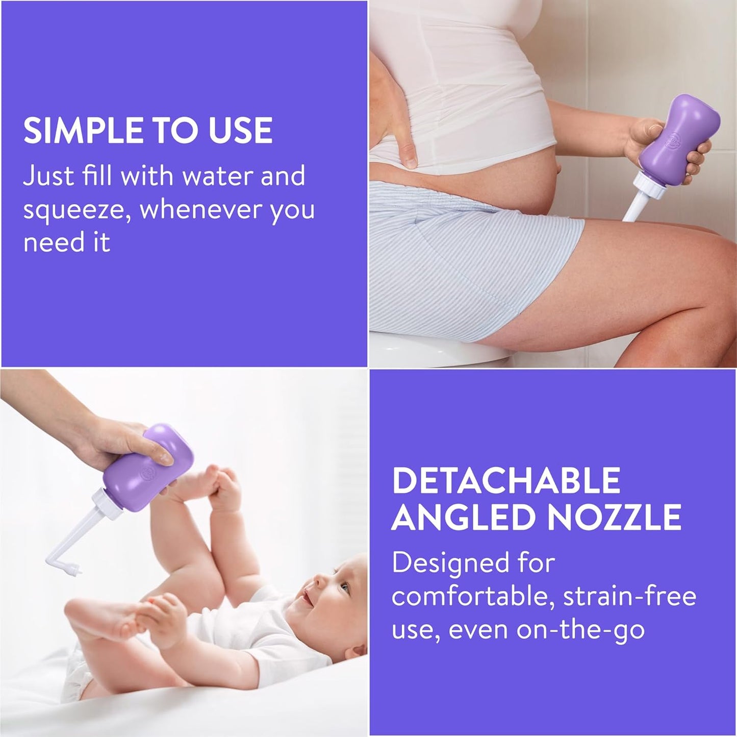 Peri Bottle - Portable Travel Bidet for Men or Women - Labour and Maternity Hospital Bag Essentials - After Birth Recovery Tools for Postpartum Mum - Perineal Spray Bottle