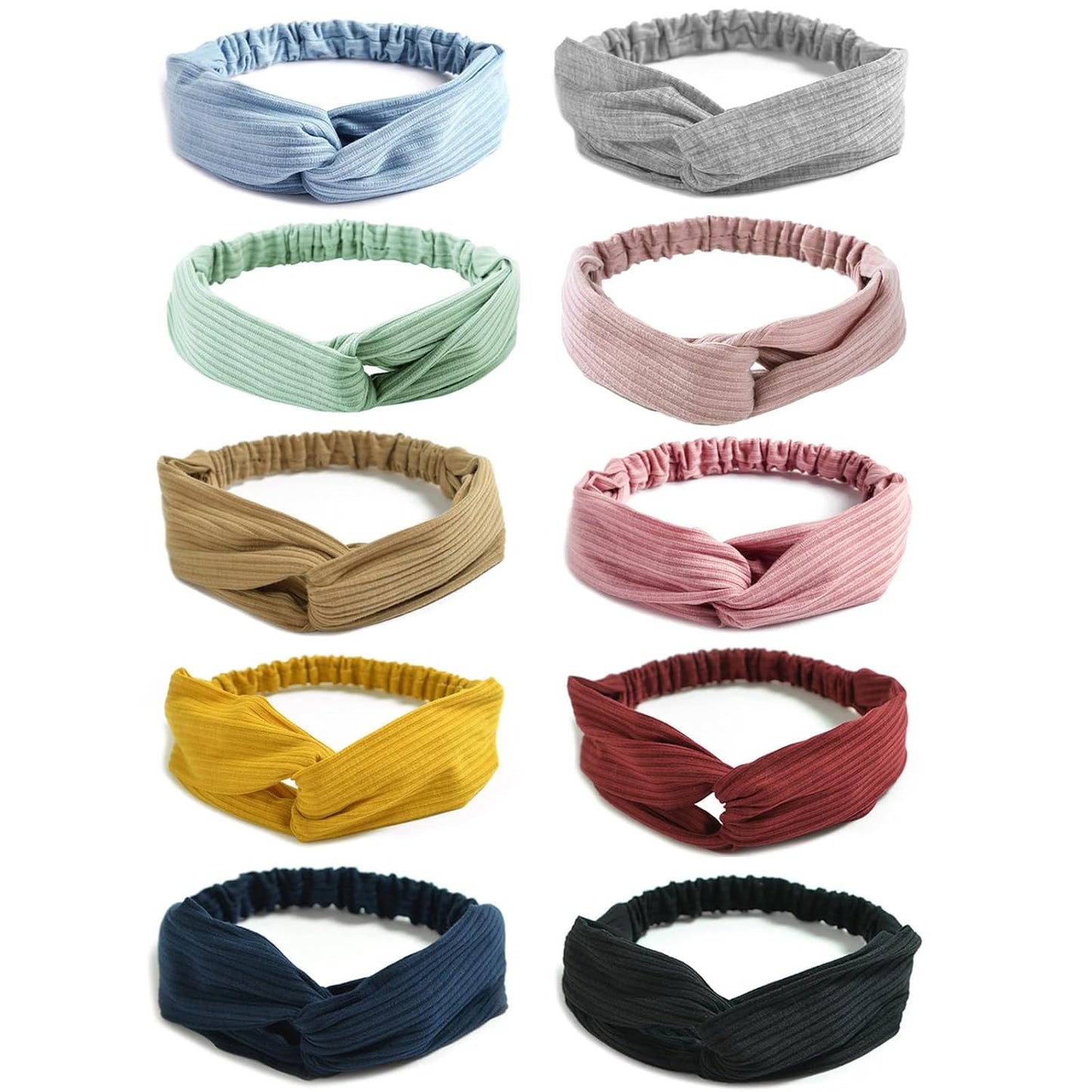 DRESHOW 10 Pack Headbands for Women Criss Cross Vintage Head Wrap Boho Headband Twisted Elastic Hair Accessories
