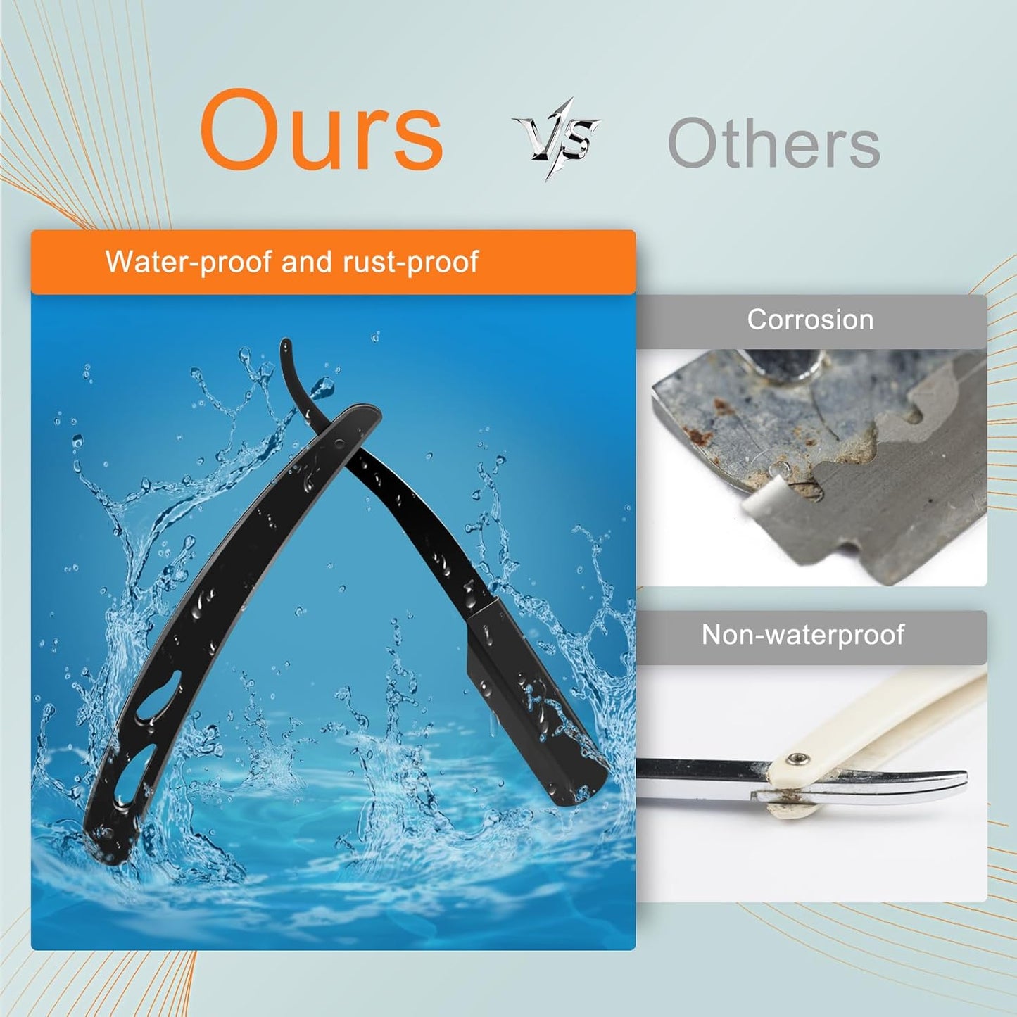 Straight Razor for Men, IKOCO Black Straight Edge Razor Kit with 20PCS Barber Shaving Blades, Leather Case, Scissor, Tweezer, Black