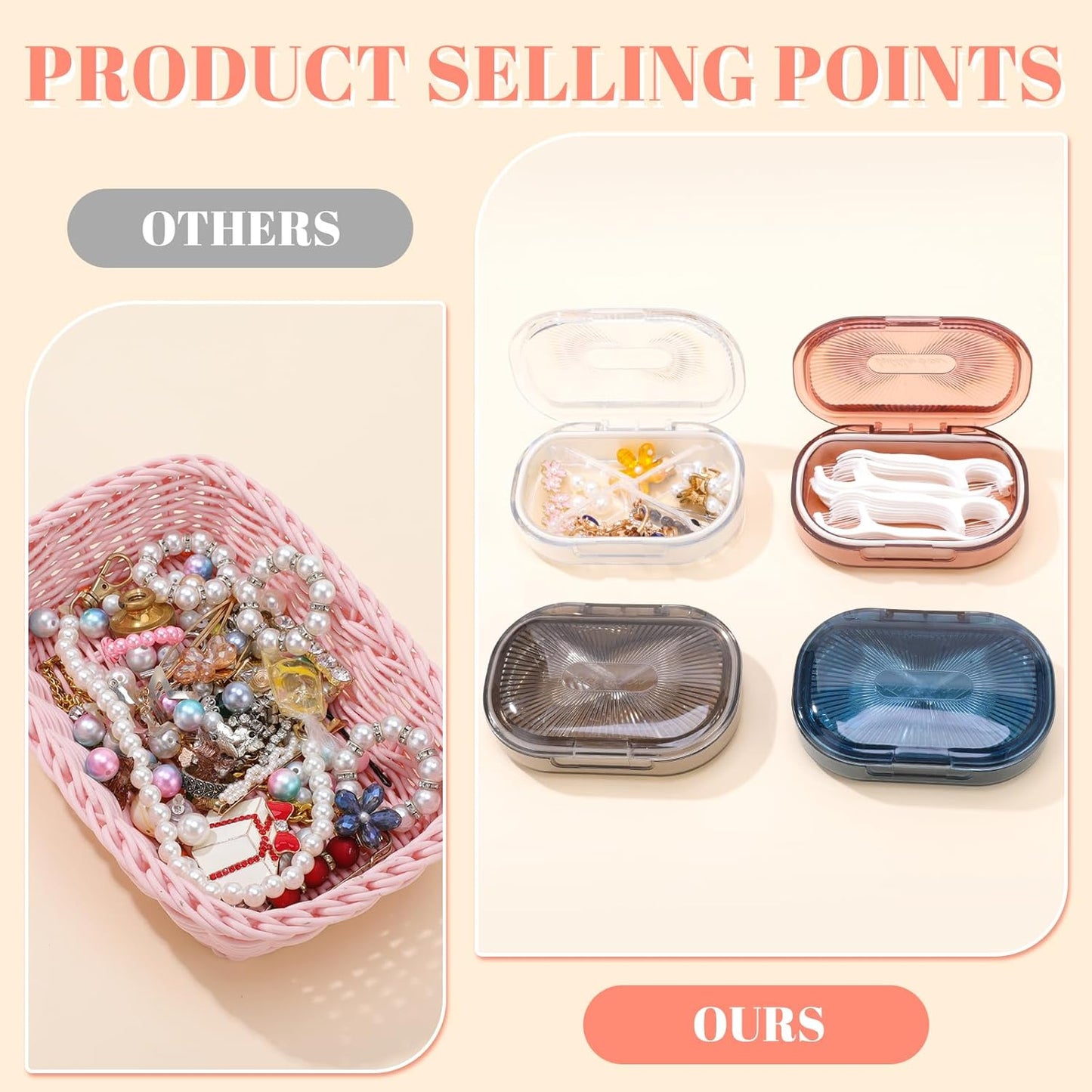 4 Pcs Qtip Holder Hair Tie organizer Small Container Portable Travel Qtips Case Cotton Swab Holder Flosser Dispenser 4 Soft Colors 3.94 x 2.76 Inch