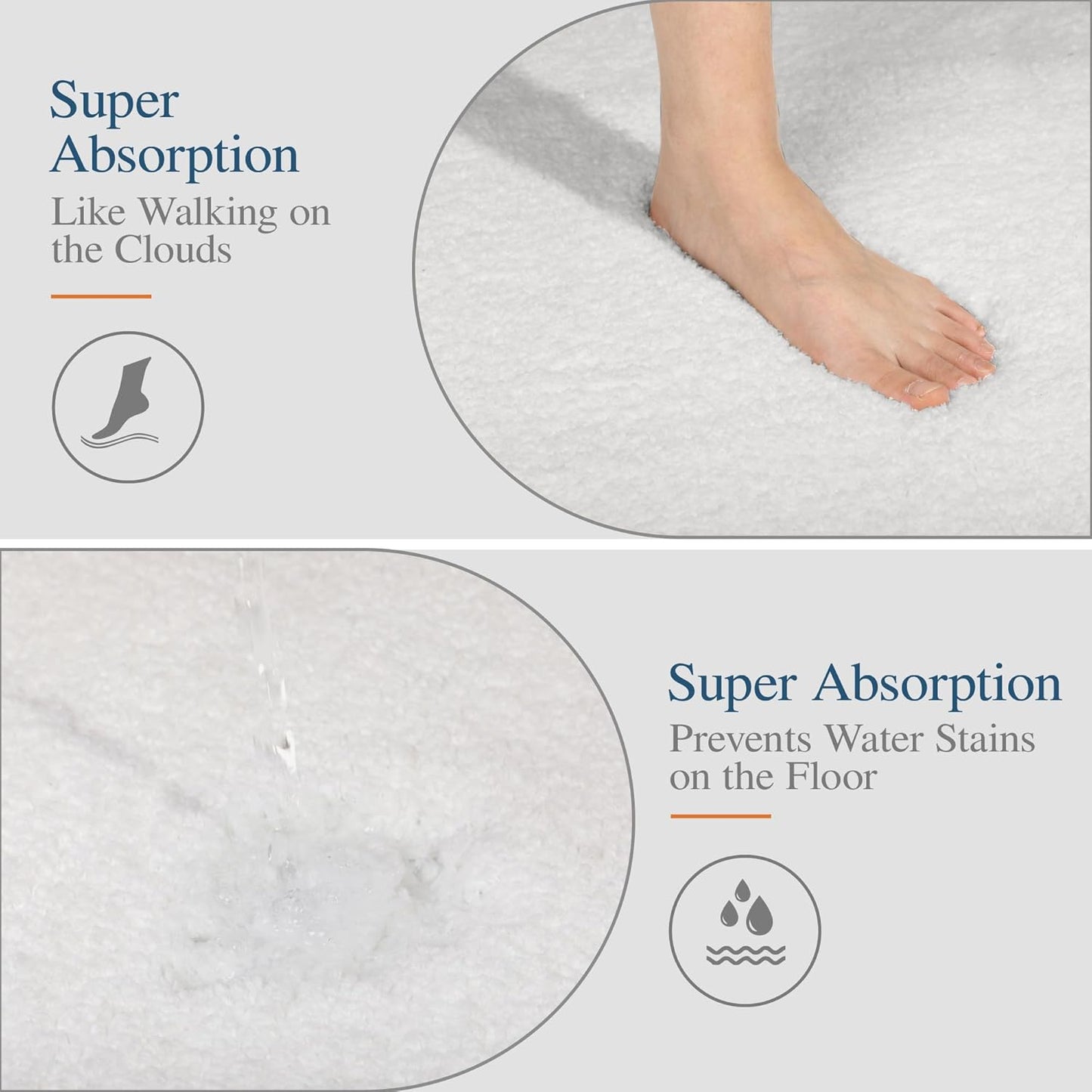 Walensee Large Bathroom Rug (24 x 36, Ivory) Extra Soft and Absorbent Shaggy Bath Mat Machine Washable Microfiber Non Slip Luxury Floor Mat