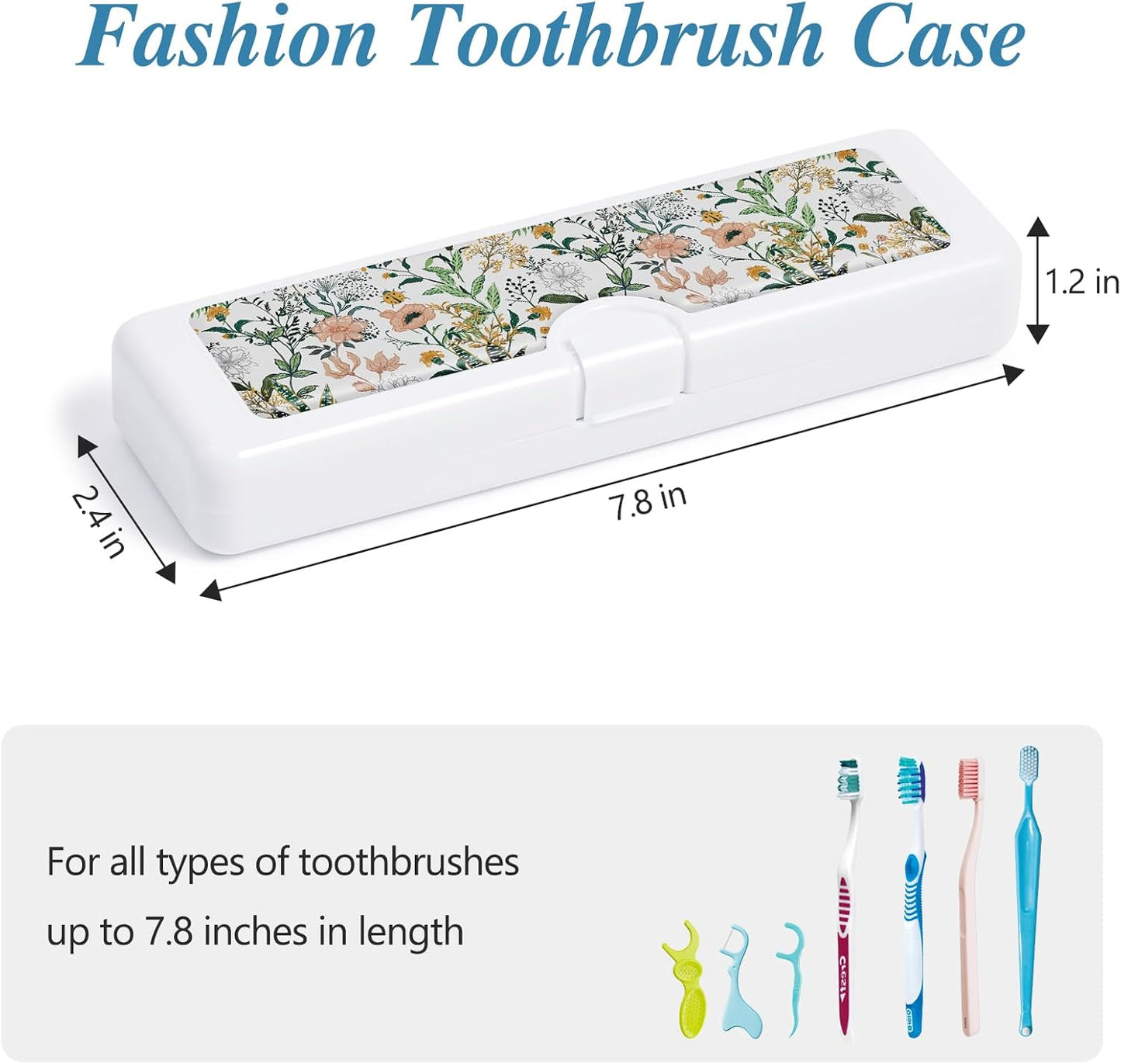 Toothbrush Travel Case - Colorful Pattern, Holder and Covers for Toothbrushes, Includes Tongue Scraper Case