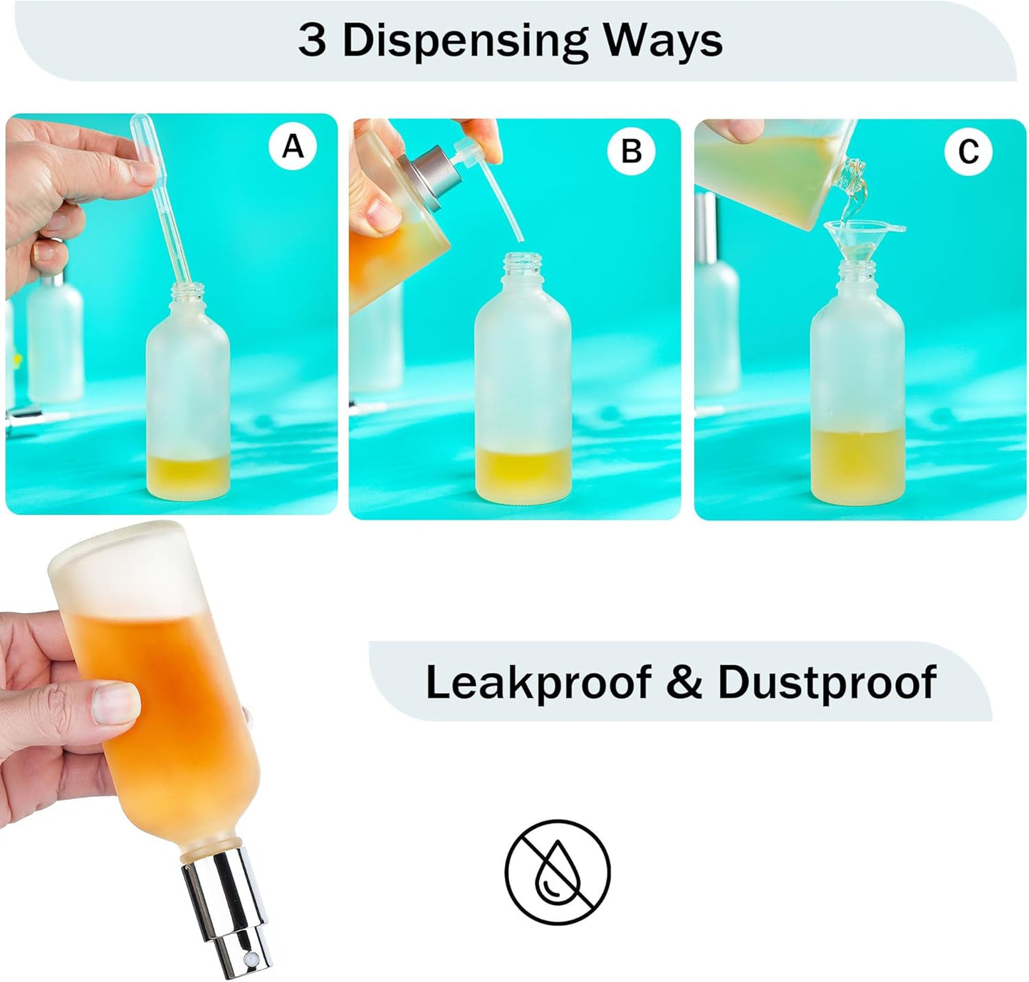 YU FENG Perfume Bottles Empty Glass Refillable Atomizer 3 Pack 100ml/3.4oz