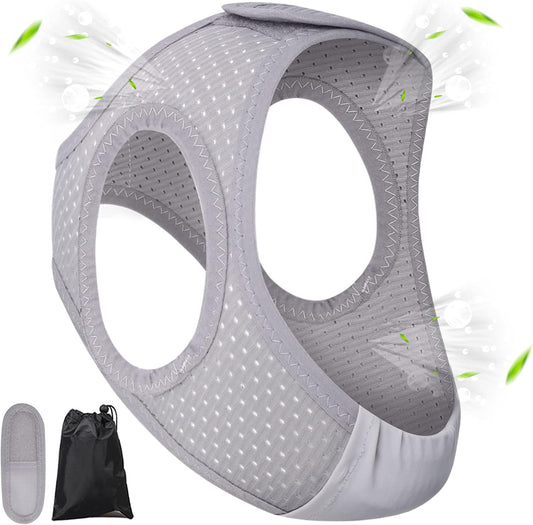 Forzacx Anti Snoring Chin Strap - Light Breathable Cpap Chin Strap Snoring Solution, Comfortable Chin Portion Widen Softer, Efficient Reduce Snoring, Adjustabl Sleep Chin Strap for Men Women - Grey