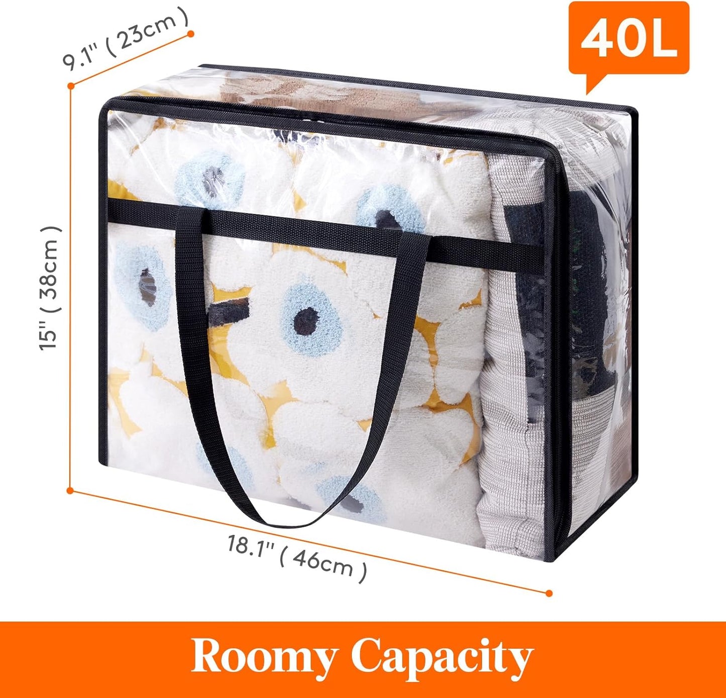 Lifewit 8 Pack Clear Clothes Storage Bags, 40L Plastic Blanket Storage Bag, Vinyl Foldable Moving Bags with Zipper, Closet Organizers and Storage Containers for Bedding, Duvet, Comforter