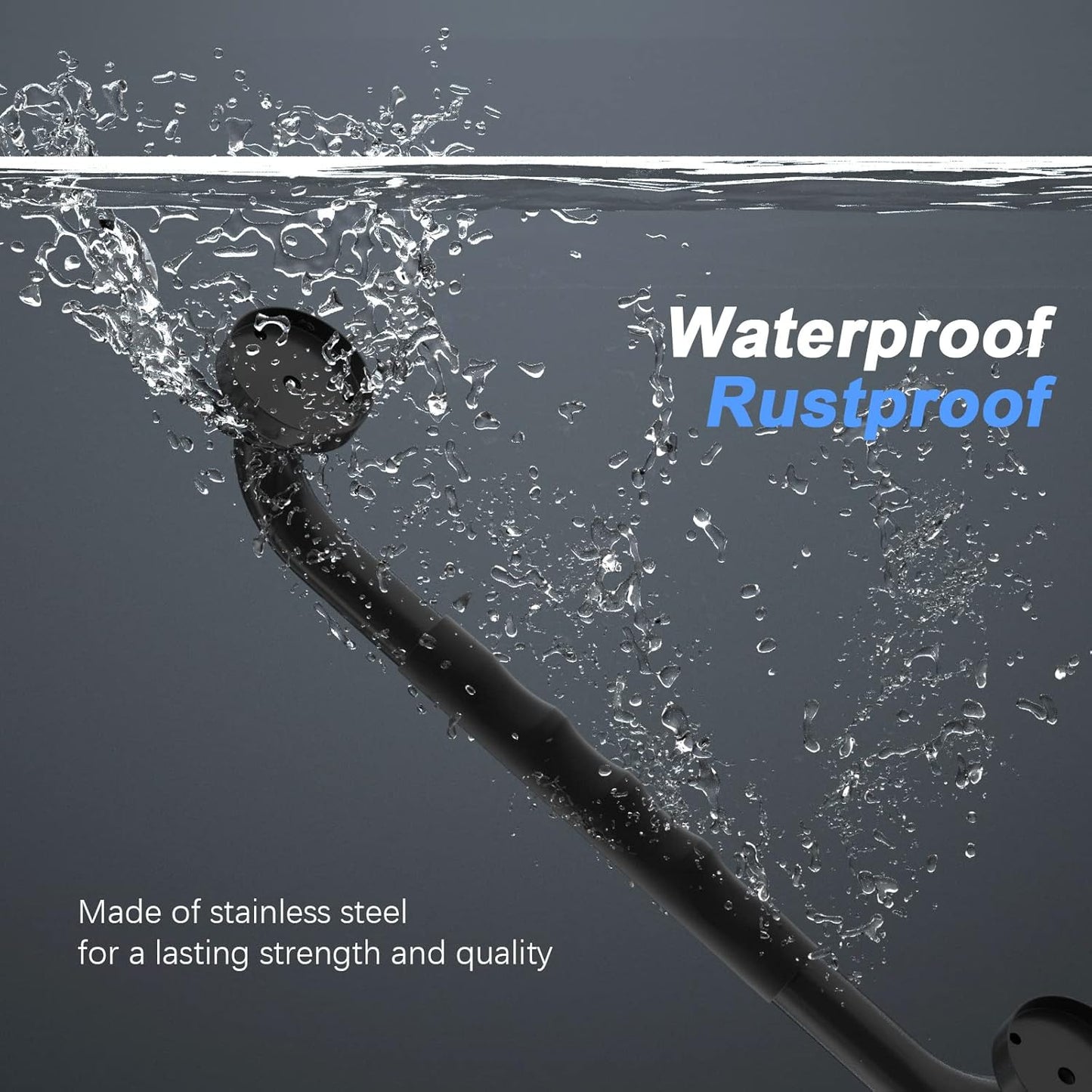 2 Pack 16 Inch Anti-Slip Shower Grab Bars w/Rubber Grip, iMomwee Stainless Steel Bathroom Wall Mount Matte Black Grab Bar Handle, Safety Balance Handrail, Handicap Elderly Senior Assist Bath Handle