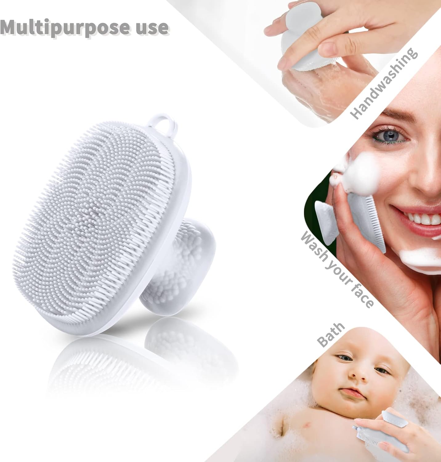 VWMYQ Silicone Face Scrubber for Men Facial Cleansing Brush Silicone Face Wash Brush Manual Waterproof Cleansing Skin Care Face Brushes for Cleansing and Exfoliating (White)