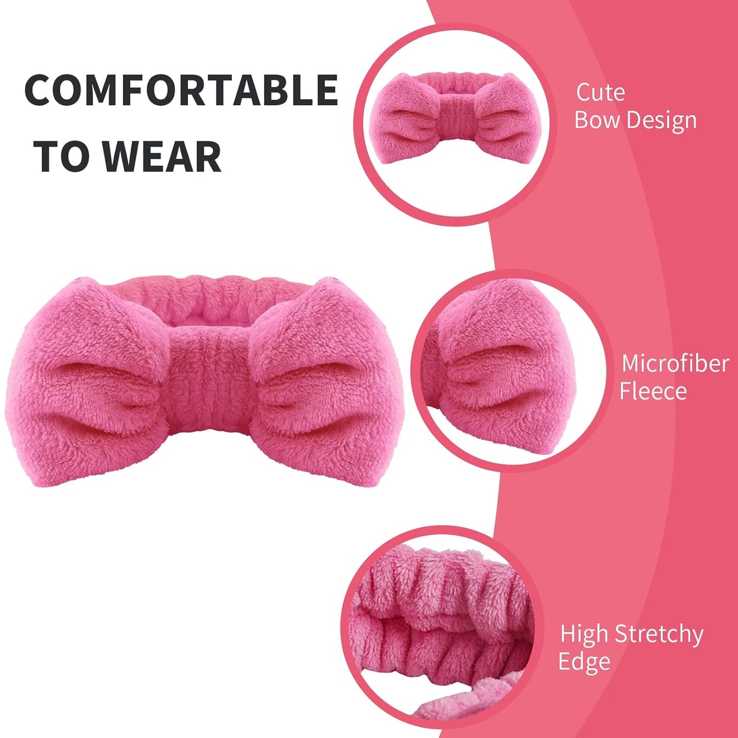 WSYUB Spa Headband and Wrist Bands for Makeup & Face Wash, 1 Set, Watermelon red