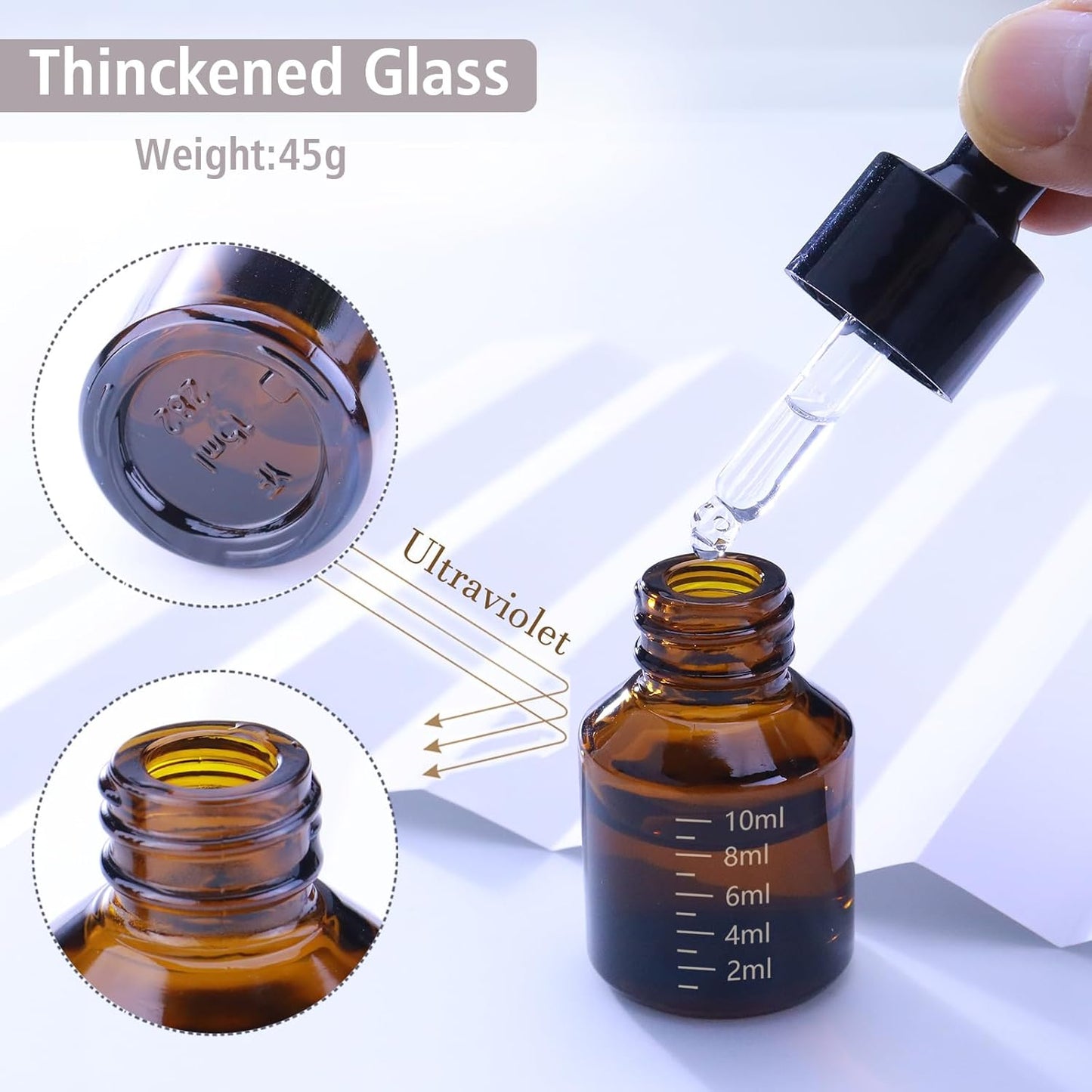 15ml Dropper Bottles with Measurement, Glass Essential Oil Jars Amber, 1/2 oz Bottles with Glass Eye Dropper for Essential Oil,Tincture