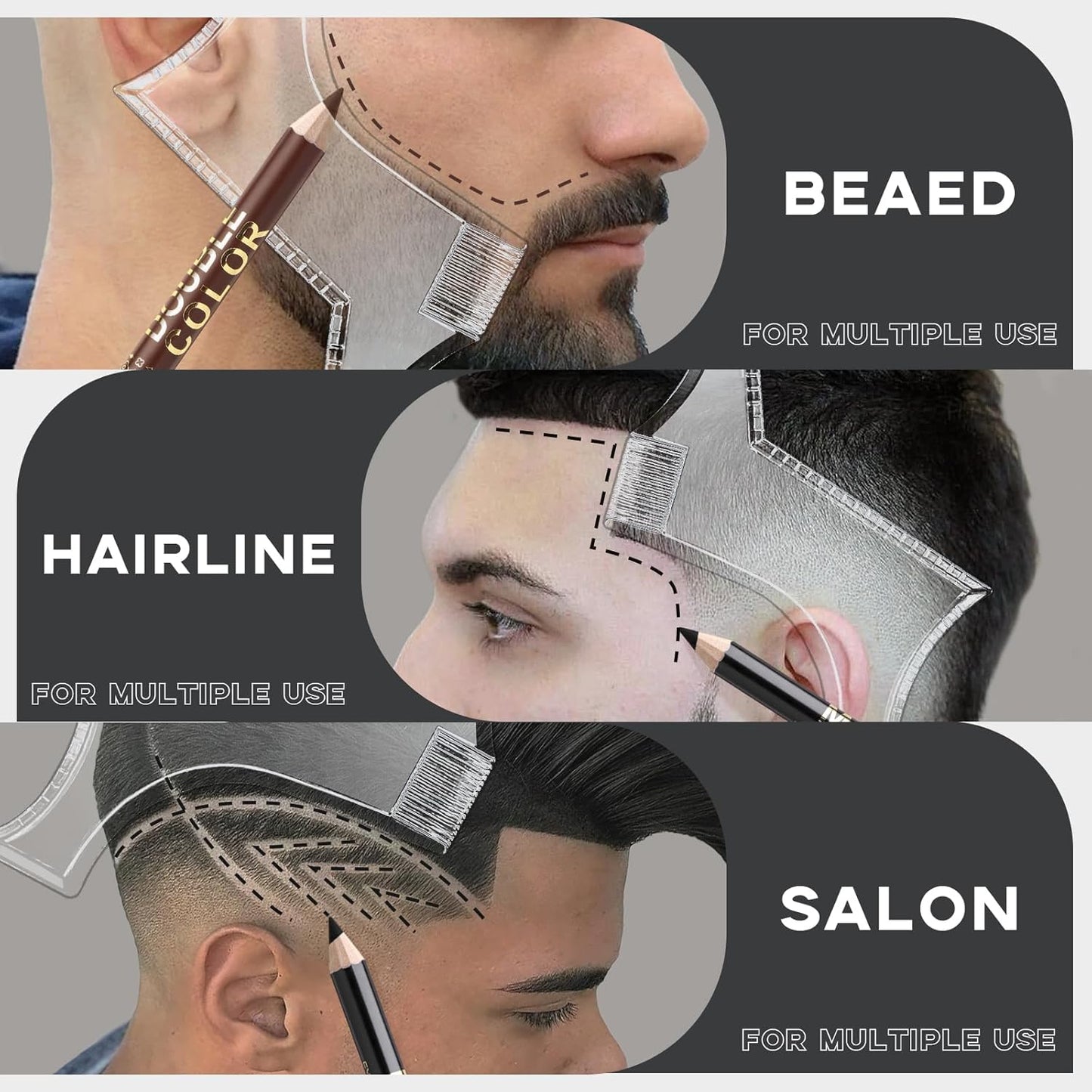 Barber Pencil for Lineup Magic Hairline Enhancement Beard Guide Shaping Pencils for Design Razor Trace Black Brown Barber Chalk Pencils Set with Sharpener Ruler Brush for Men