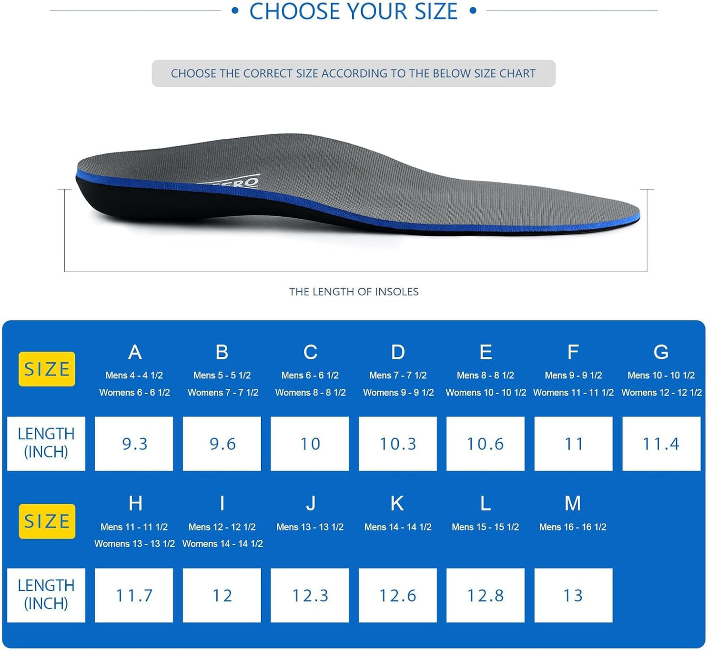 Plantar Fasciitis Feet Insoles Arch Supports Orthotics Inserts Relieve Flat Feet, High Arch (Mens 8-8 1/2 | Womens 10-10 1/2)