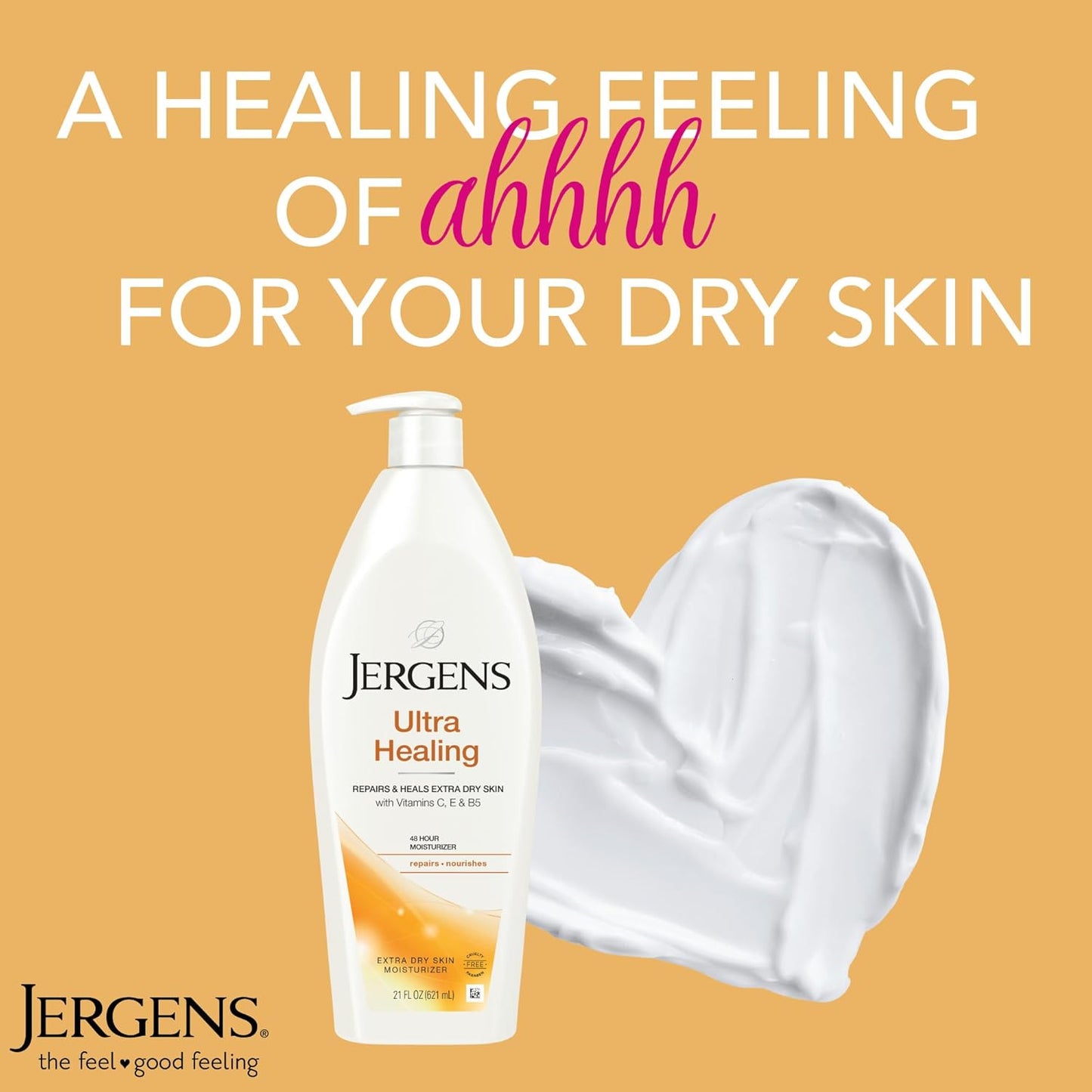 Jergens Ultra Healing Dry Skin Lotion, Hand and Body Moisturizer for Quick Absorption into Extra Dry Skin with Hydralucence Blend, Vitamins C, E and B5, White, 21 oz, Pack of 3