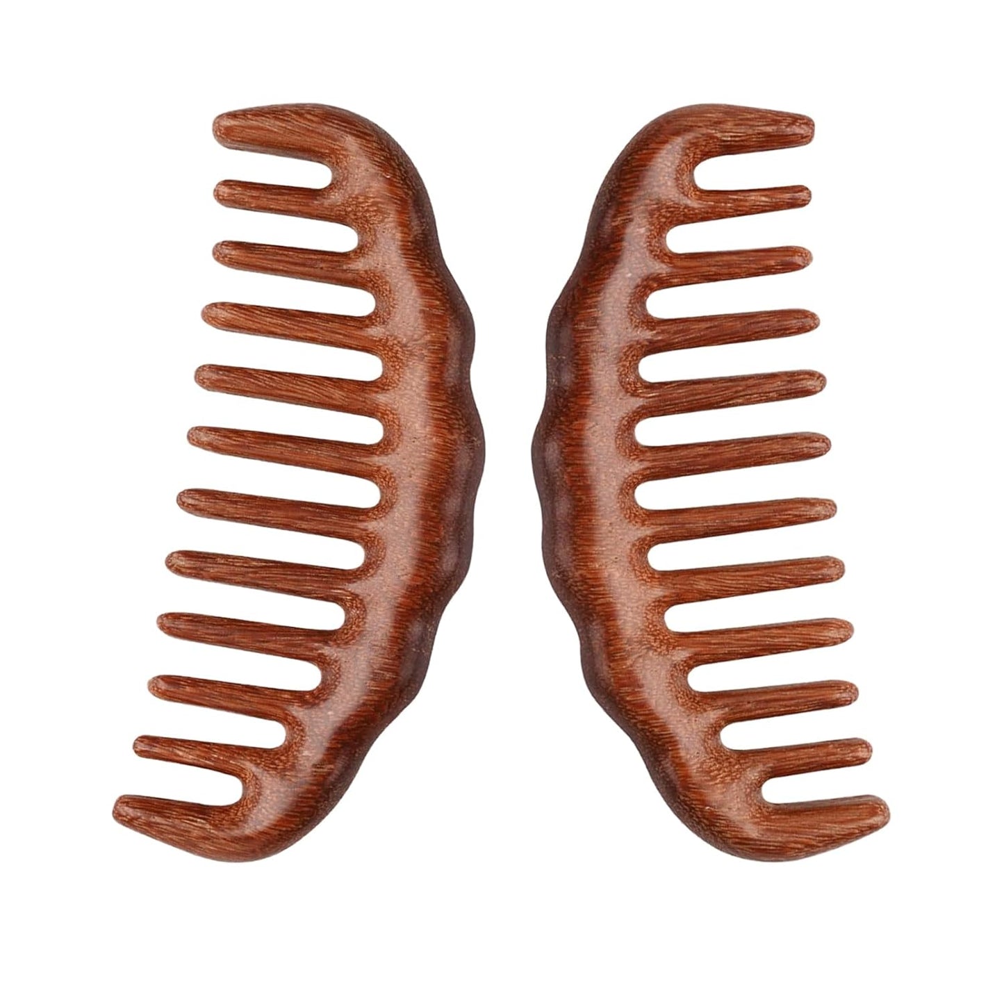 Wooden Hair Comb Set, birthing comb,Wide tooth massage combs, Brown, 2 Pack (One SizeA2)