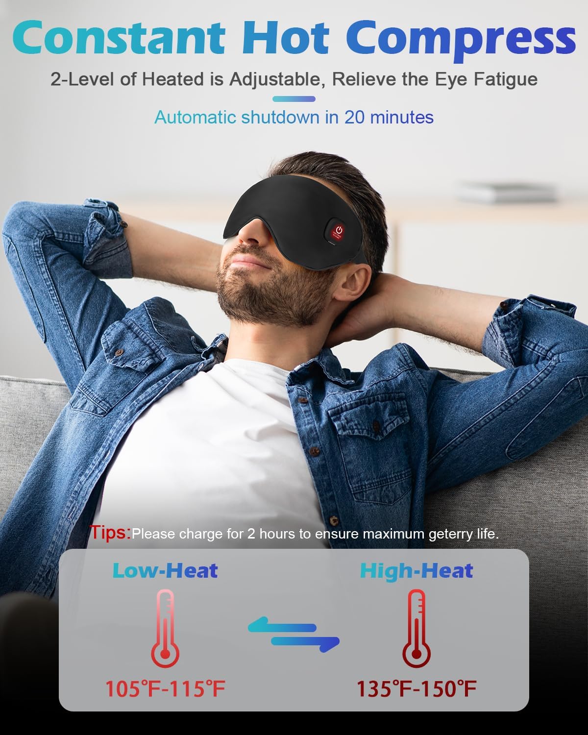 Silk Cordless Heated Eye Mask, Washable Heat Eye Compress for Dry Eye Electric Eye Heating Pad Warm Eye Mask for Eye Fatigue Stye Sinus Blepharitis MGD Gifts for Men Women