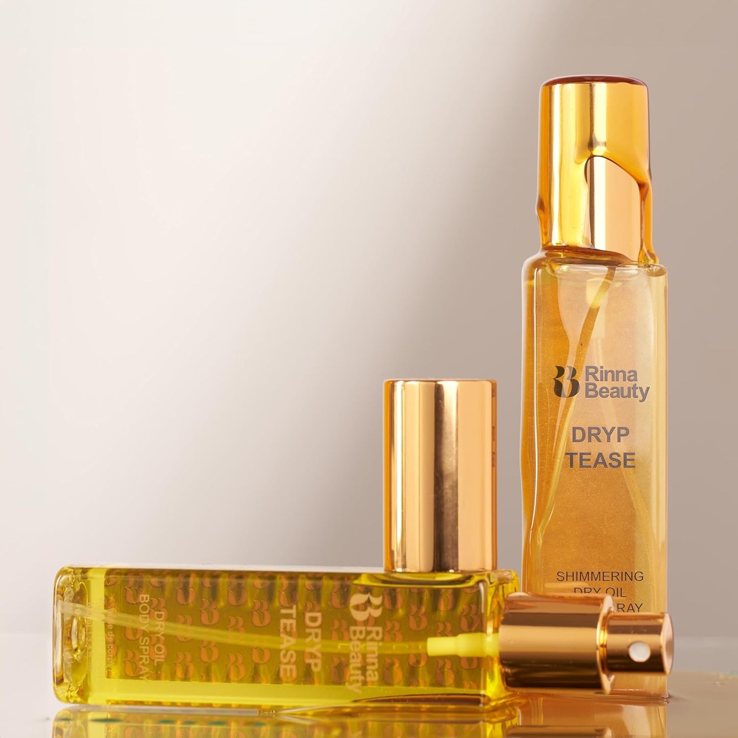 Rinna Beauty Dryp Tease Dry Body Oil Spray - Shimmering - Helps Moisturize Dry Skin, Smooth Wrinkles, & Anti-Aging - Vegan, Cruelty-Free, & Paraben-Free - 3.4 Fl Oz