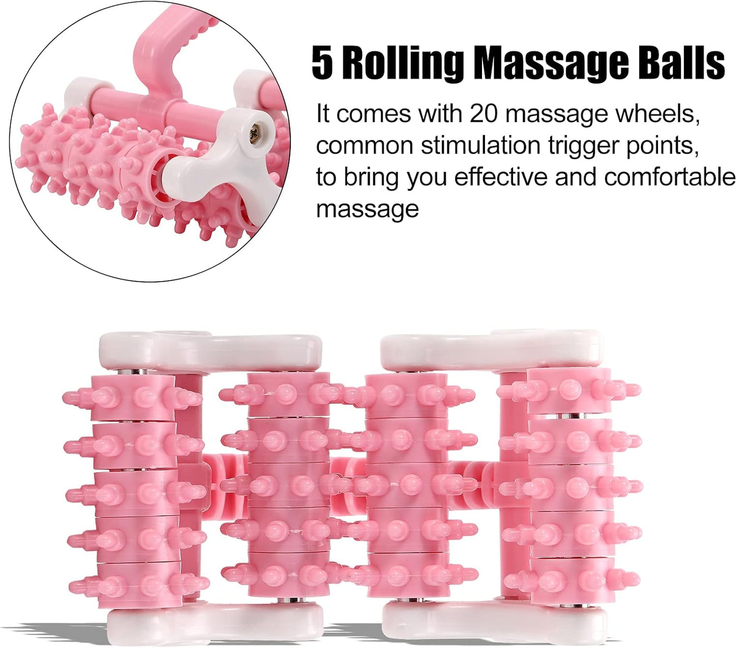 olelo Fascia Blaster, Fascia Blaster for Cellulite, Massage Roller with 20 Wheels for Deep Tissue Myofascial Release, Muscle Roller Stick Relieves Back, Neck, Leg Pain, Pink