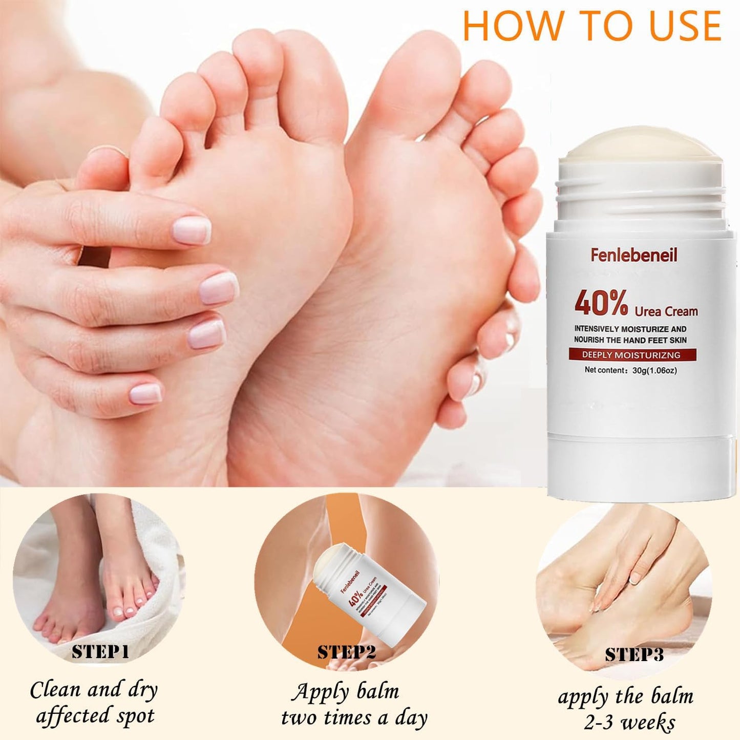 40% Urea Cream Cracked Heel Balm for Dry, Cracked Feet, Heals, Foot Hand Moisturizing 40 Percent Foot Urea Cream for Feet Maximum Strength 2Pack