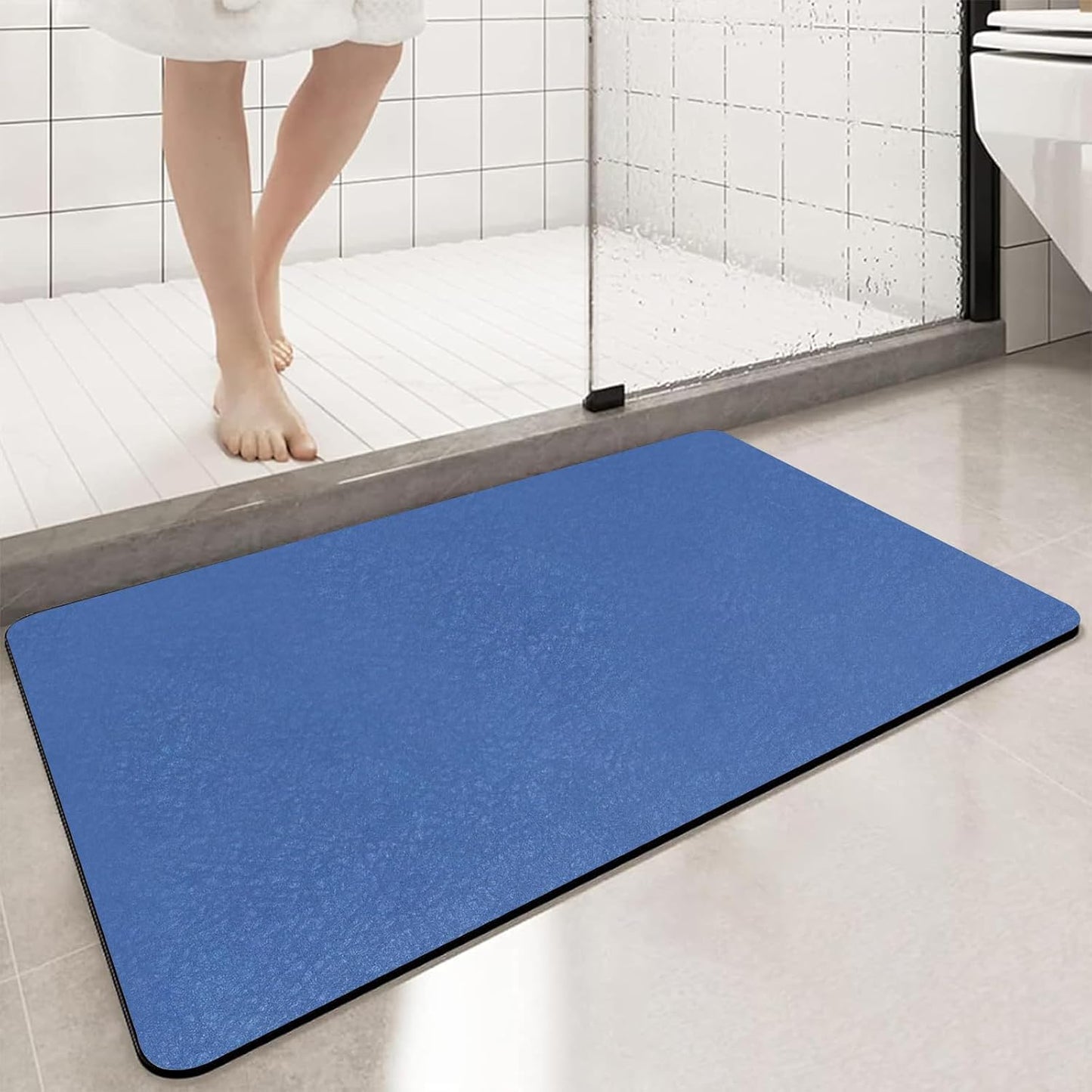 Diatomaceous Earth Bath mat Bathroom Rugs Super Absorbent Quick Dry Non Slip Bath Mat Thin Bathroom Floor Mats Fit Under Door-Shower Rug for in Front of Bathtub Shower, Blue, 19.6"x31.5"