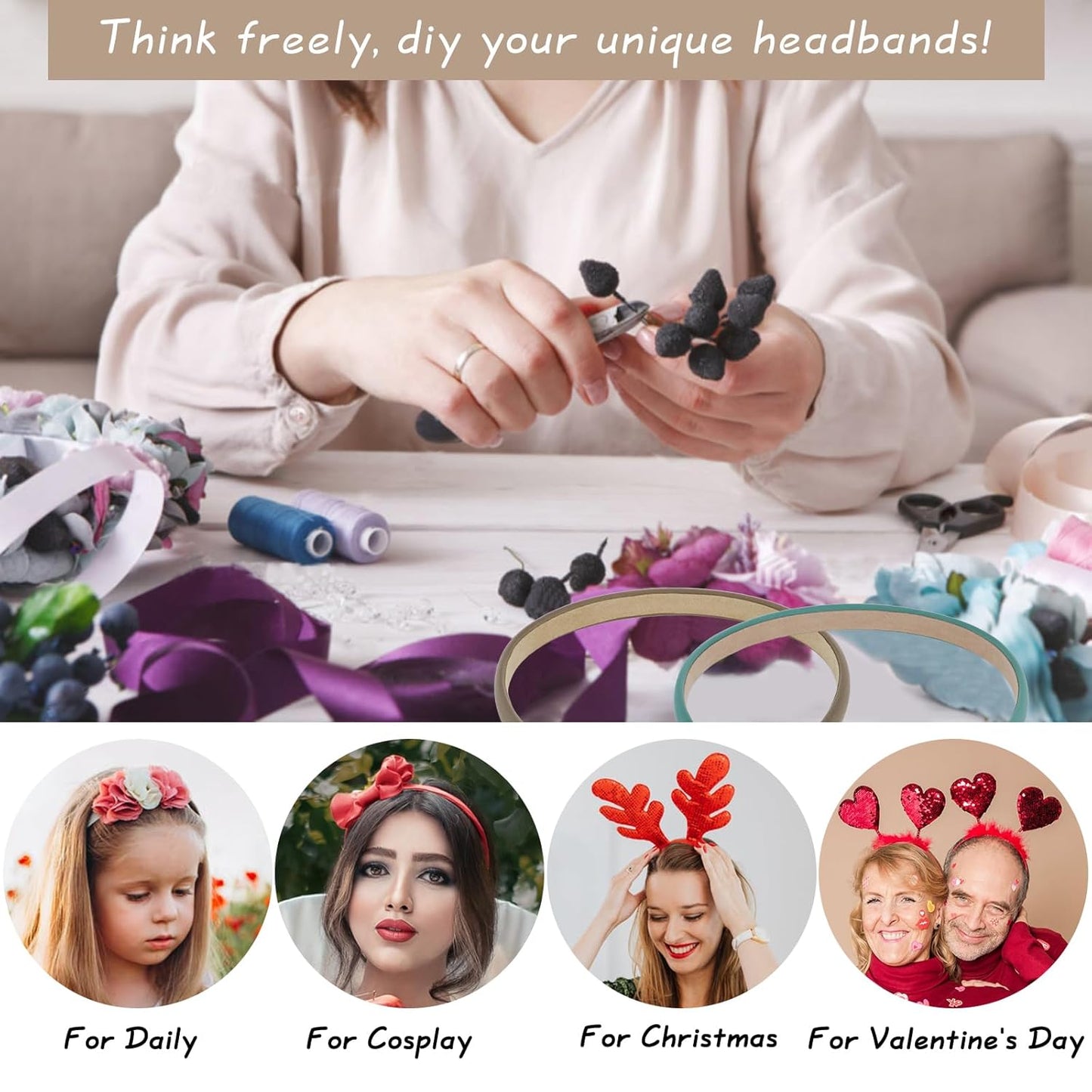 Wecoe Multicolored Narrow Satin Headbands, 10pcs Non Slip Fashion Hair Bands for Women & Girls' Hair - Holiday & DIY Costume Accessories