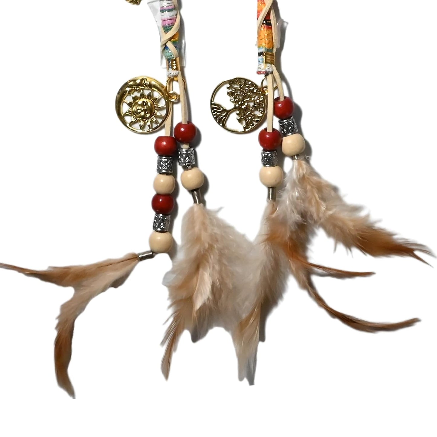 2 PCS Hippie Hair Extension Dreadlocks Hairclip Feather Beads Pendant Colorful Dread Accessory for Braids and Curls