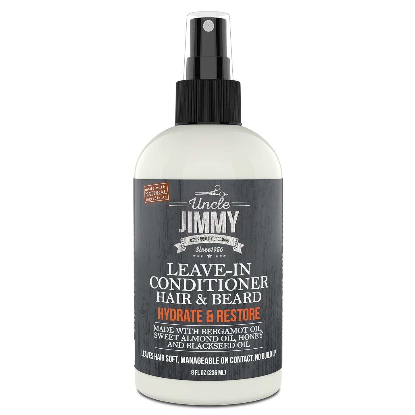 Uncle Jimmy Products Leave-In Conditioner for Healthy Beard Growth, Softening Hair, Hydrating Skin, and Eliminating Dandruff - 8 Fl Oz