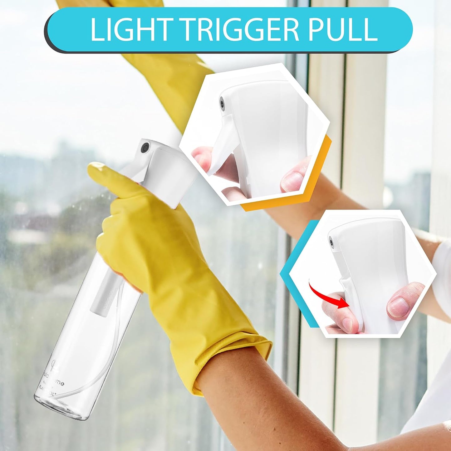 Hula Home Spray Bottle for Hair (10.1oz/300ml) - Powered by Flairosol® Spray Technology - Continuous Ultra Fine Mist Sprayer – For Hairstyling, Cleaning, Salons, Plants, Essential Oil & More - White