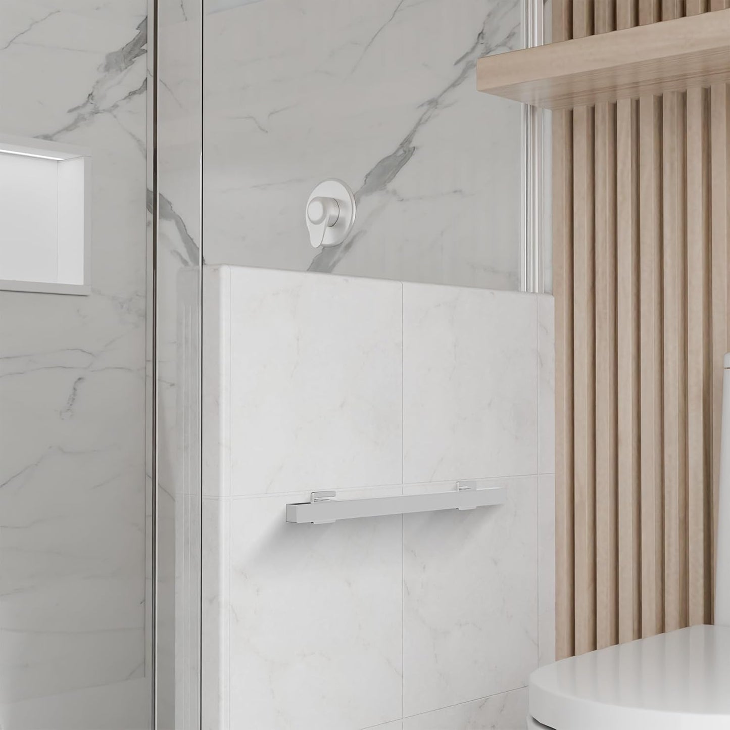 Brixwell Straight Square Grab Bar Stainless Steel Material, Polished Stainless Finish, 25-1/2" Length, 18" Hole Spacing, Tubular 1-1/4" Diameter, Included Cover Flanges and Mounting Hardware