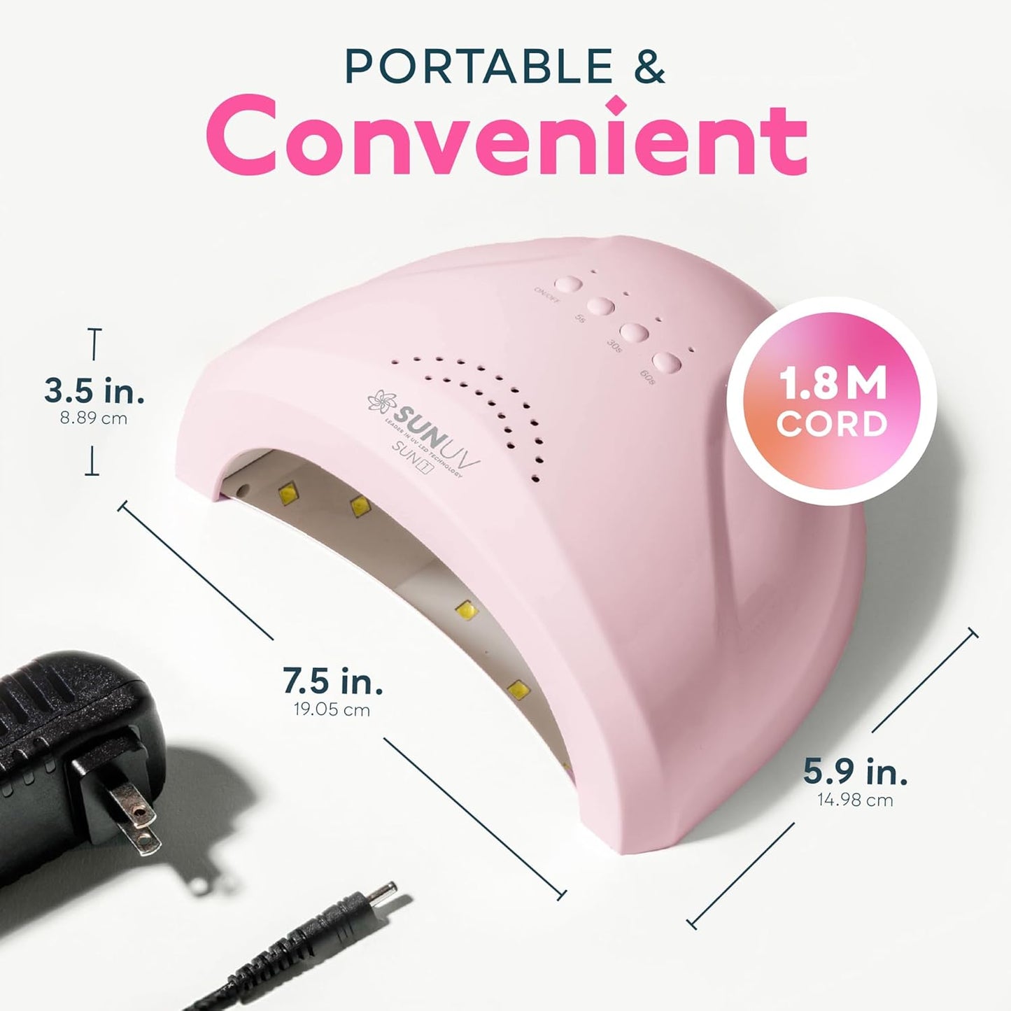 SUNUV UV Light for Gel Nails, UV Dryer for Gel Polish with 3 Timer Settings Professional LED Nail Lamp Art Tools Auto Sensor SUNone Pink