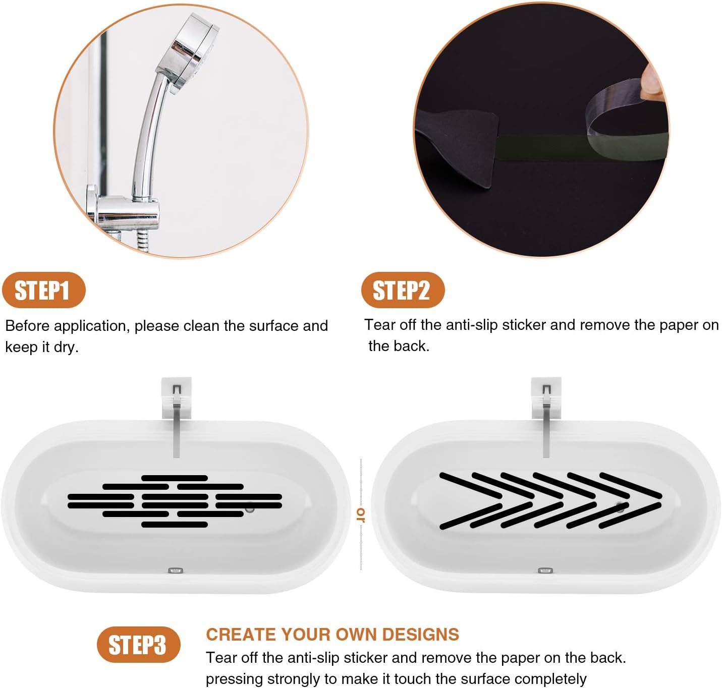 Anti Slip Shower Stickers, Safety Bathtub Strips Adhesive Decals with Premium Scraper for Bath Tub Shower Stairs Ladders Boats