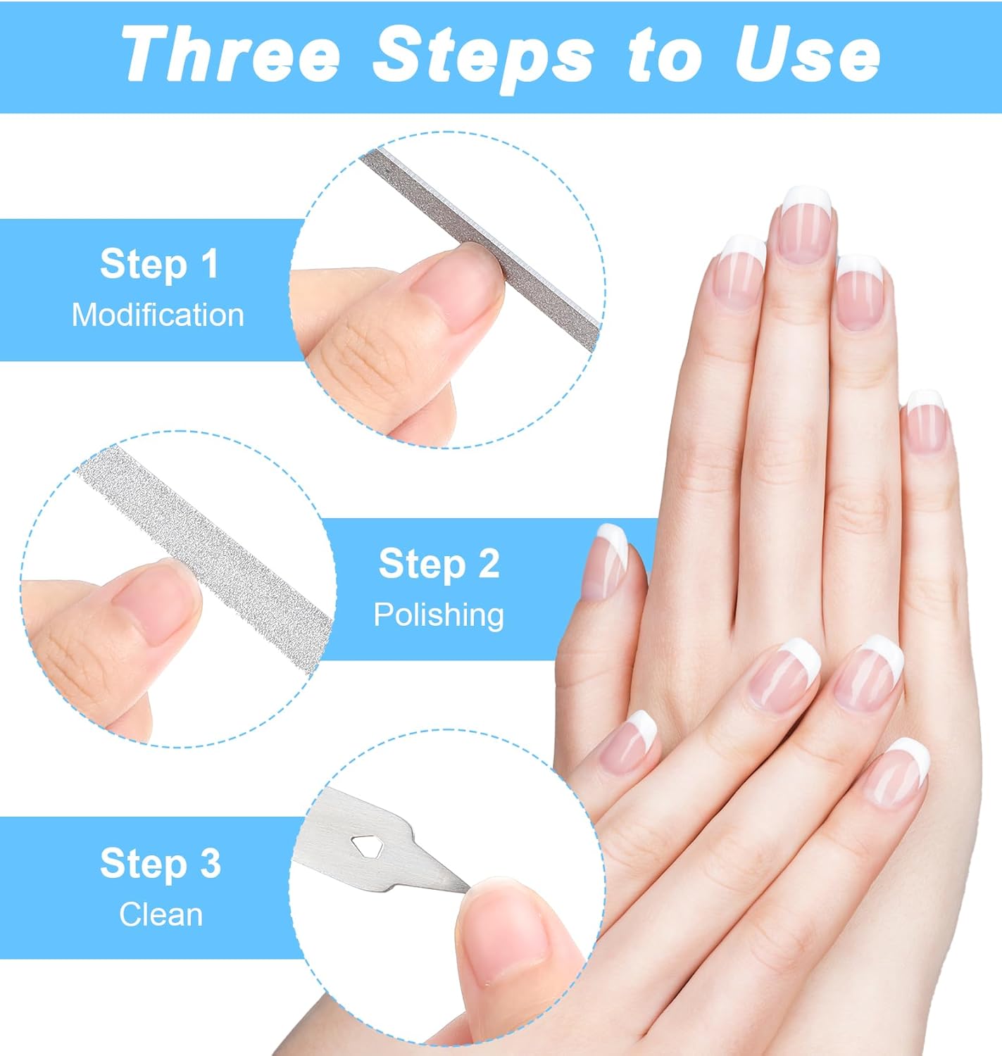 4PCS Diamond Nail File, 6 inch Stainless Steel Diamond Dust Nail File, Stainless Steel Nail Filer for Salon Home