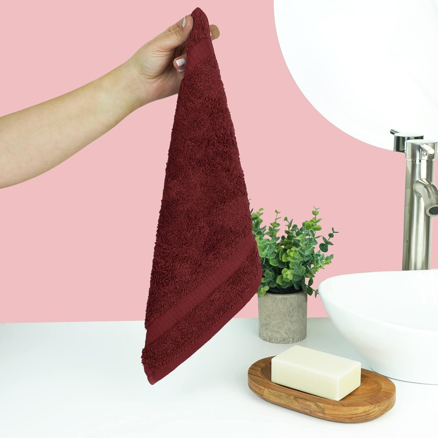 Chakir Turkish Linens | Hotel & Spa Quality 100% Cotton Premium Turkish Towels | Soft & Absorbent (12-Piece Washcloths, Cranberry)