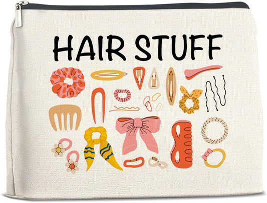 Hair Stuff Makeup Bag Gifts for Women Hair Stuff Cosmetic Bag Zipper Makeup Pouch Gifts for Friends Besties Hairstylist