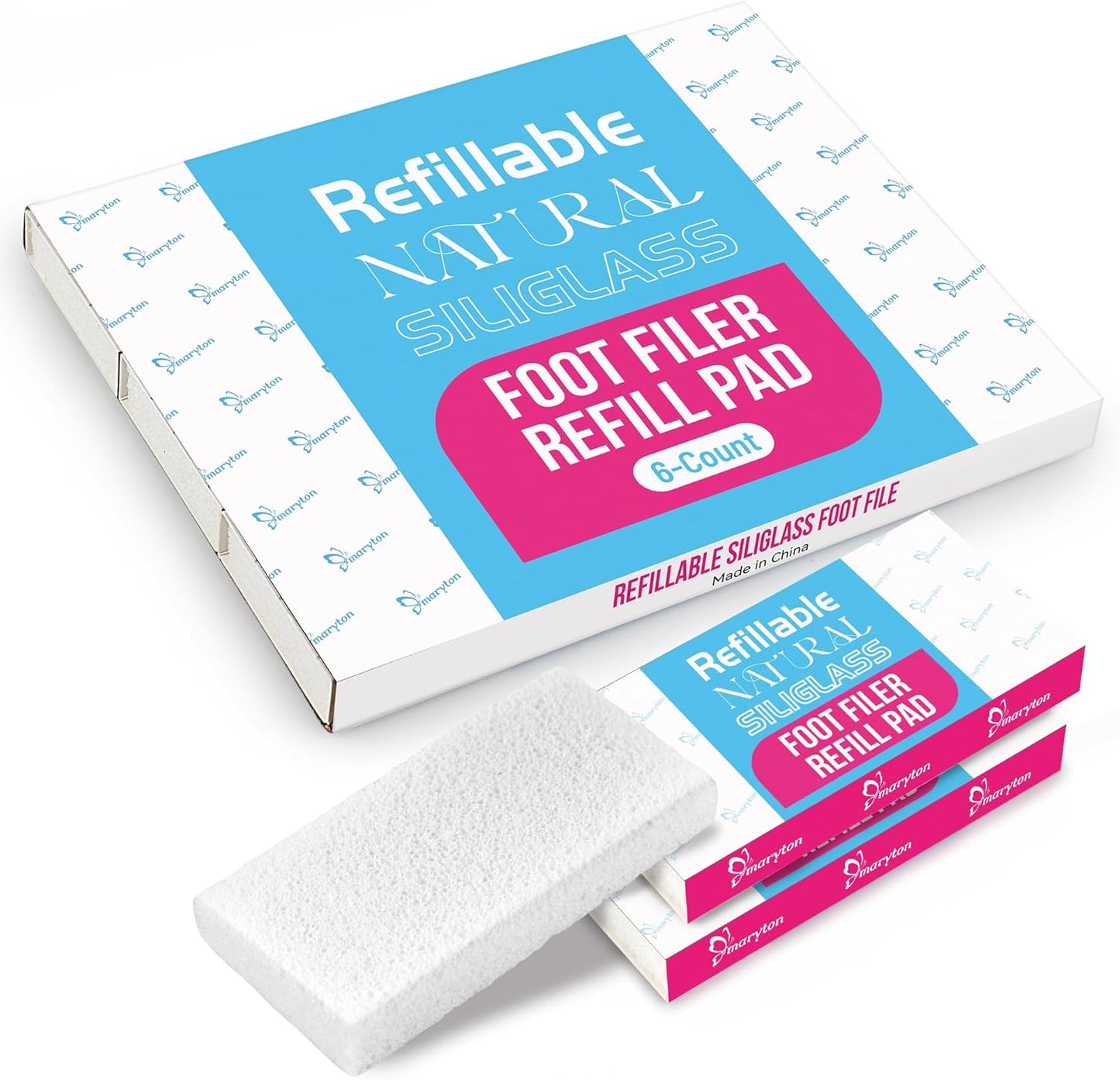 Maryton Professional Foot Scrubber Pumice Pads, Pedicure Tools for Feet, Foot Filer Refill Pads 6-Count, White