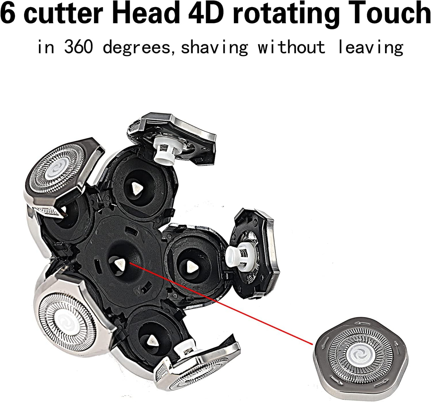 6 Blades Shaver Replacement Heads Electric Razor Blade Replacement Blades for Bald Men Shaver Replacement Blade with Blade Cover (Silver)