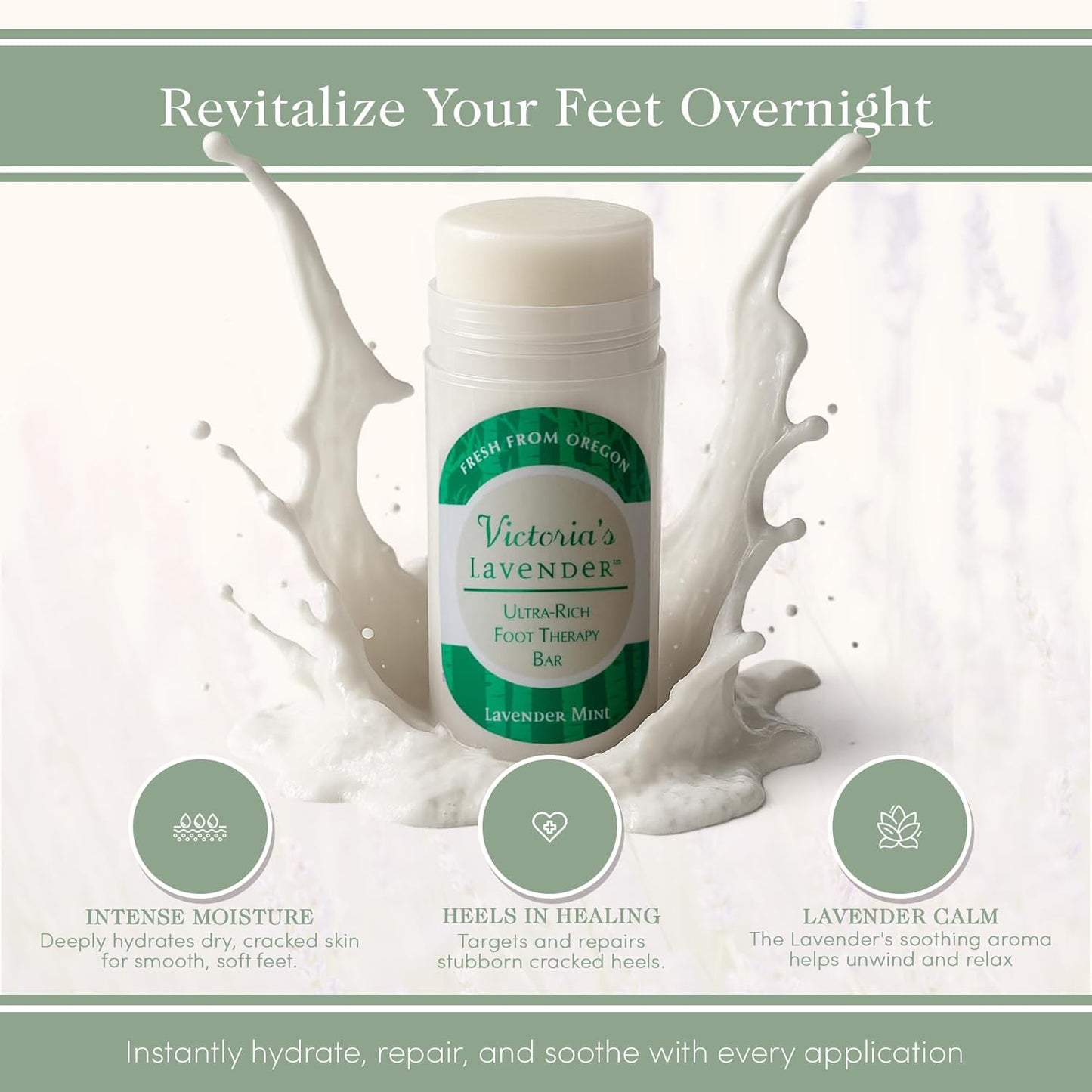 Victoria's Lavender Heel Balm Stick – Ultra-Rich Foot Therapy Balm for Dry, Cracked Feet – Softener for Cracked & Rough Skin – Dry Heels Treatment for Men and Women – Made in USA - Lavender Mint 2.5oz