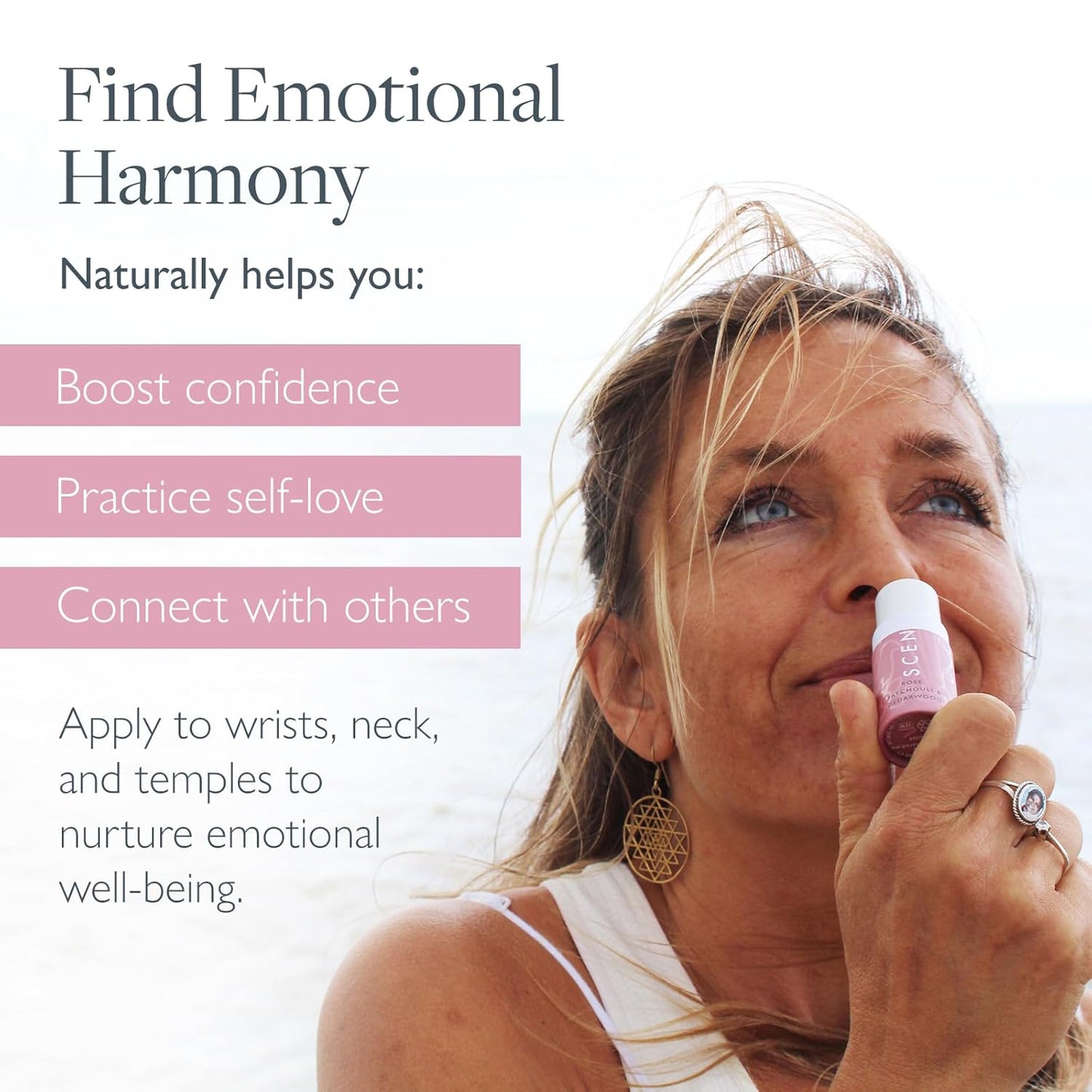 Scentered Aromatherapy Balm Stick - Love - Rose Essential Oils Rub On for Emotional Regulation & Balance - 100% Natural: Rose, Cedarwood, Ylang Ylang - Self Care Gifts for Women