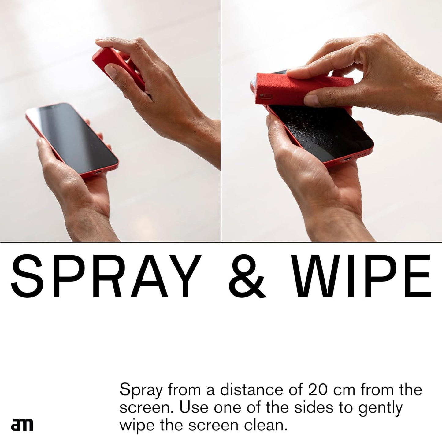 am Screen Cleaner Mist Spray with Microfiber Cloth Around – Alcohol-Free, Streak-Free Screen Cleaning Kit for Smartphones, Tablets, Laptops, Smart TVs & Car Screens, 3 Pack, Blue