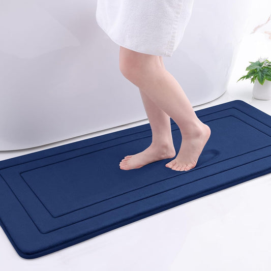 Arotive Memory Foam Bathroom Rug Mat 47x17, Ultra Soft and Absorbent Bath Mat, Machine Wash Dry, Comfortable Bath Rug Carpet for Bathroom Floor, Tub and Shower, Navy