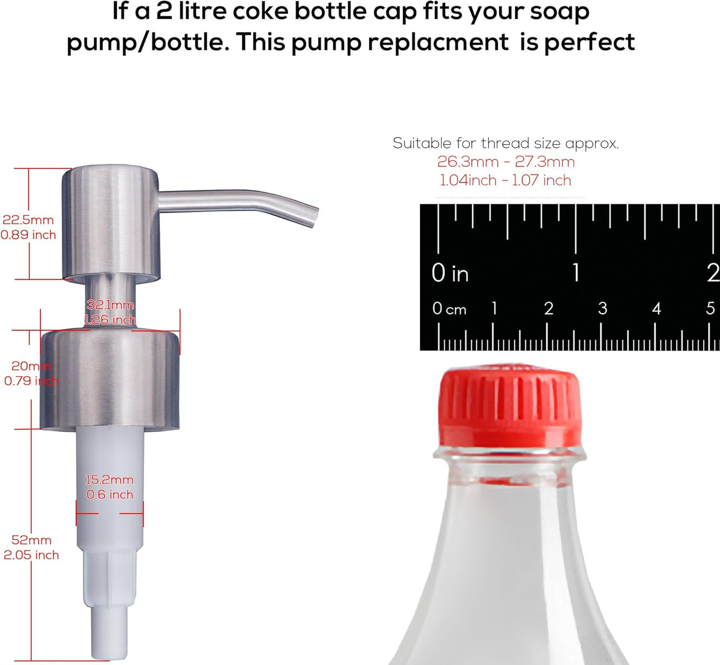 Stainless Steel Soap & Lotion Dispenser Pumps, Brushed Nickel Replacement (4 Pack)