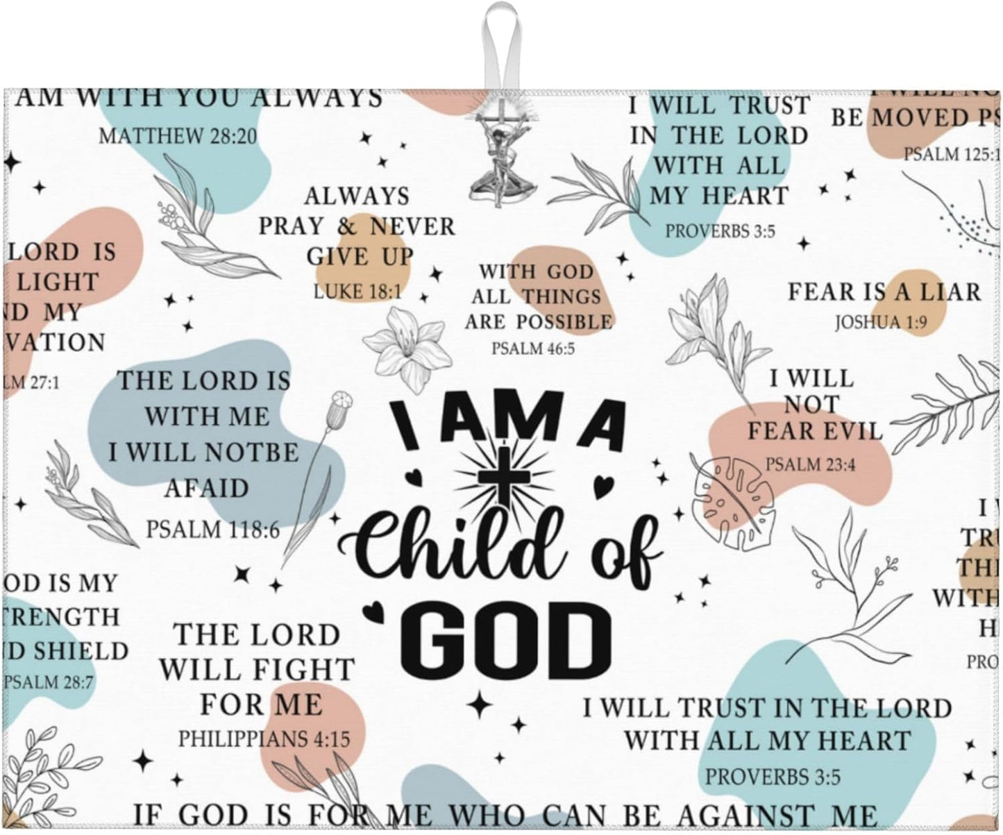 Christian Dish Drying Mat for Kitchen Counter 18"x24", Bible Verse Godmather Dishes Pad Dish Drainer Rack Mats Washable Absorbent Fast Dry, Happy Easter Kitchen Decor