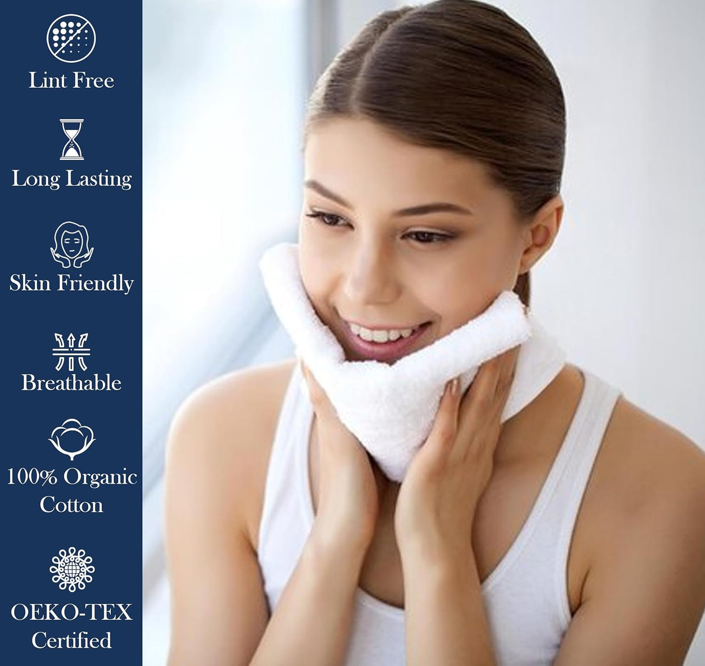 Delara Organic Cotton Luxuriously Plush Washcloths Pack of 6 | GOTS & Oeko-TEX Certified | Premium Quality Face Towels | Feather Touch Technology|650 GSM Long Staple|Soft, Quick Dry & Ultra-Absorbent